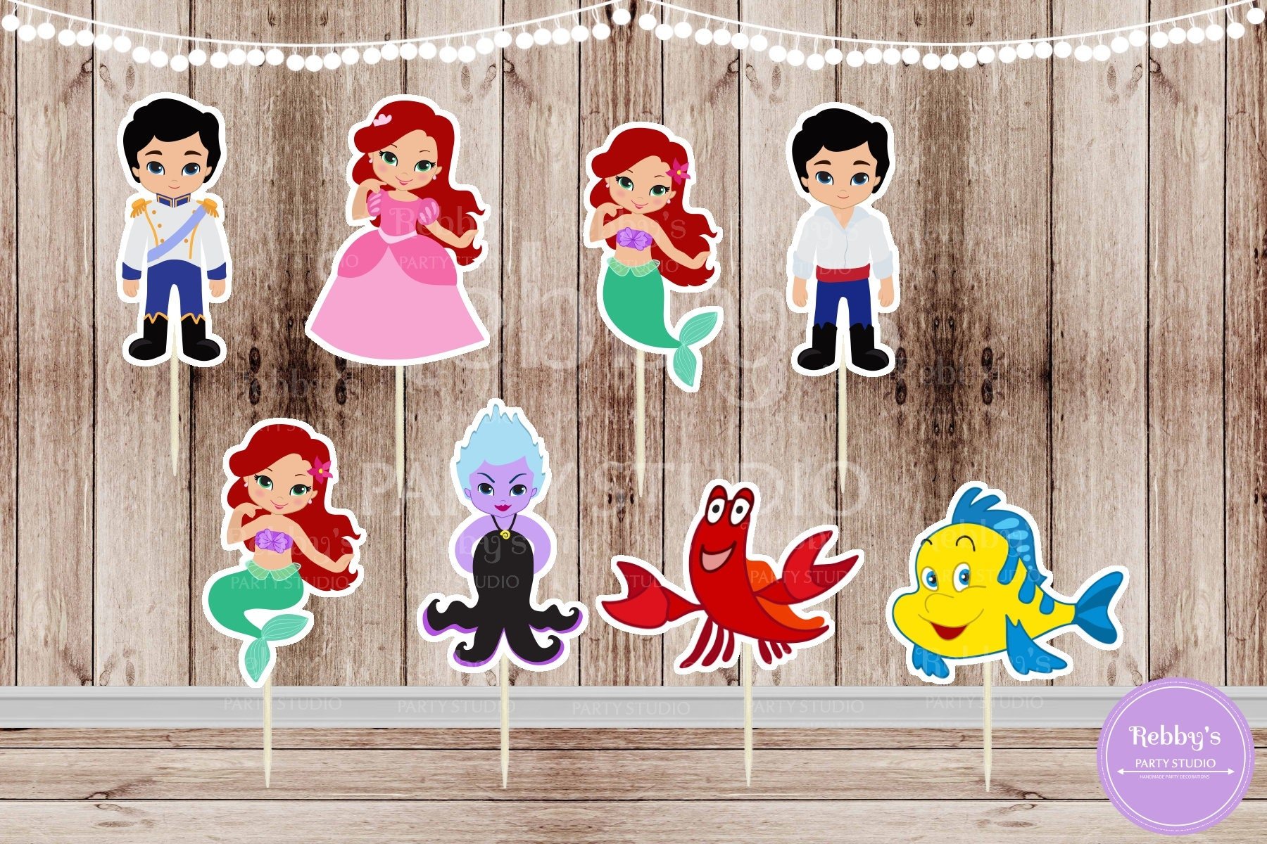 Mermaid Party - Set of 16 Assorted Mermaid and Friends Inspired Toppers