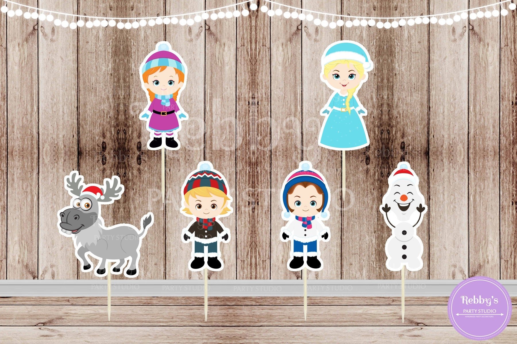 Princess Theme Party - Set of 12 Assorted Christmas Snow Princess Inspired Cupcake Toppers