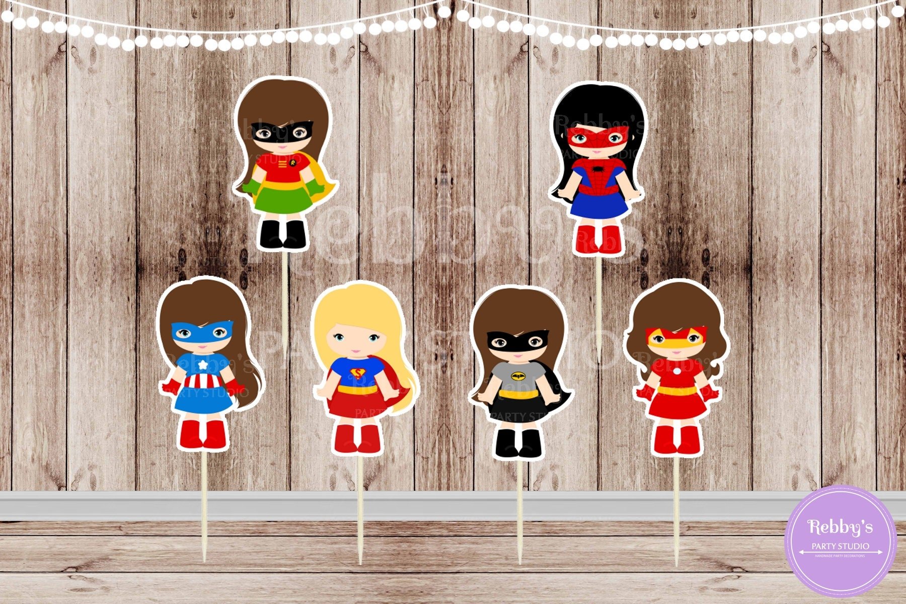 Action Superhero Girl Party - Set of 12 Assorted Superhero Girls Inspired Cupcake Toppers