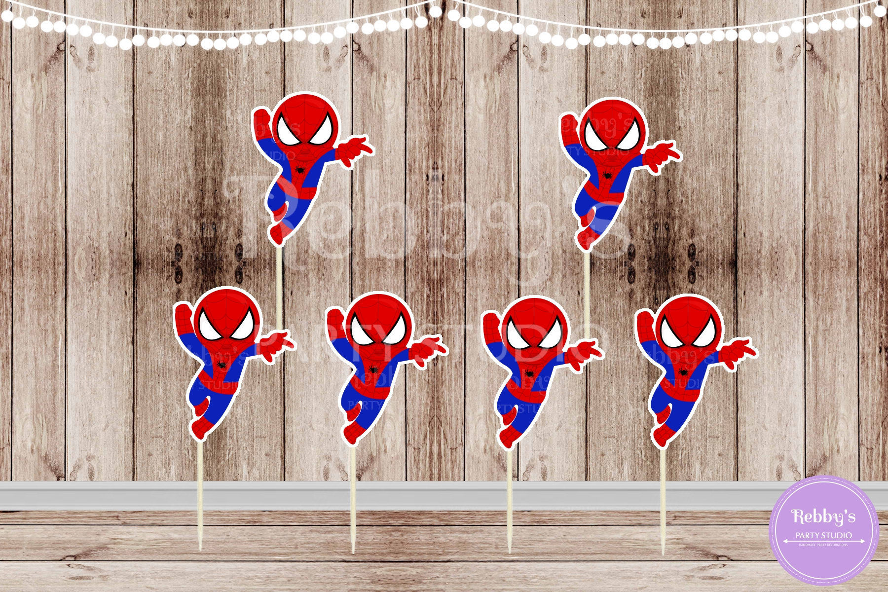 Action Superhero Boy Party - Set of 12 Spider-Boy Inspired Cupcake Toppers