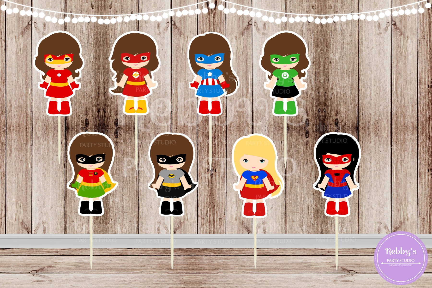 Action Superhero Girl Party - Set of 16 Assorted Superhero Girls Inspired Cupcake Toppers
