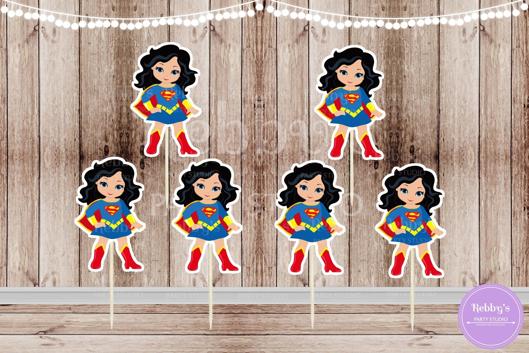 Superhero Girl Party - Set of 16 Superhero Supergirl Inspired Cupcake Toppers