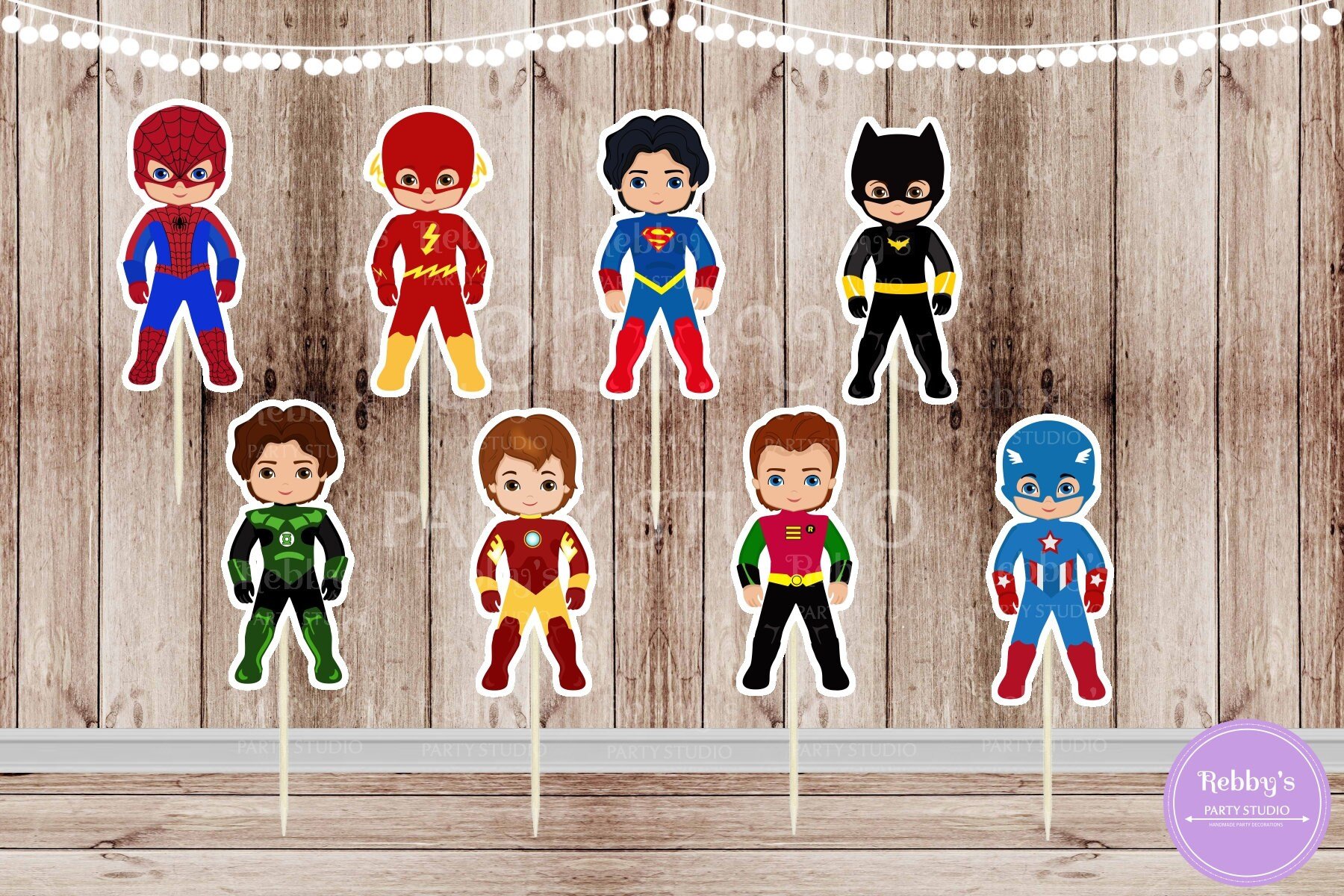 Superhero Boy Party - Set of 16 Assorted Superhero Boys Inspired Cupcake Toppers