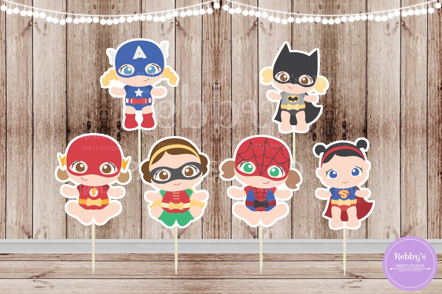 Superhero Baby Girl Cupcake Toppers - Set of 12