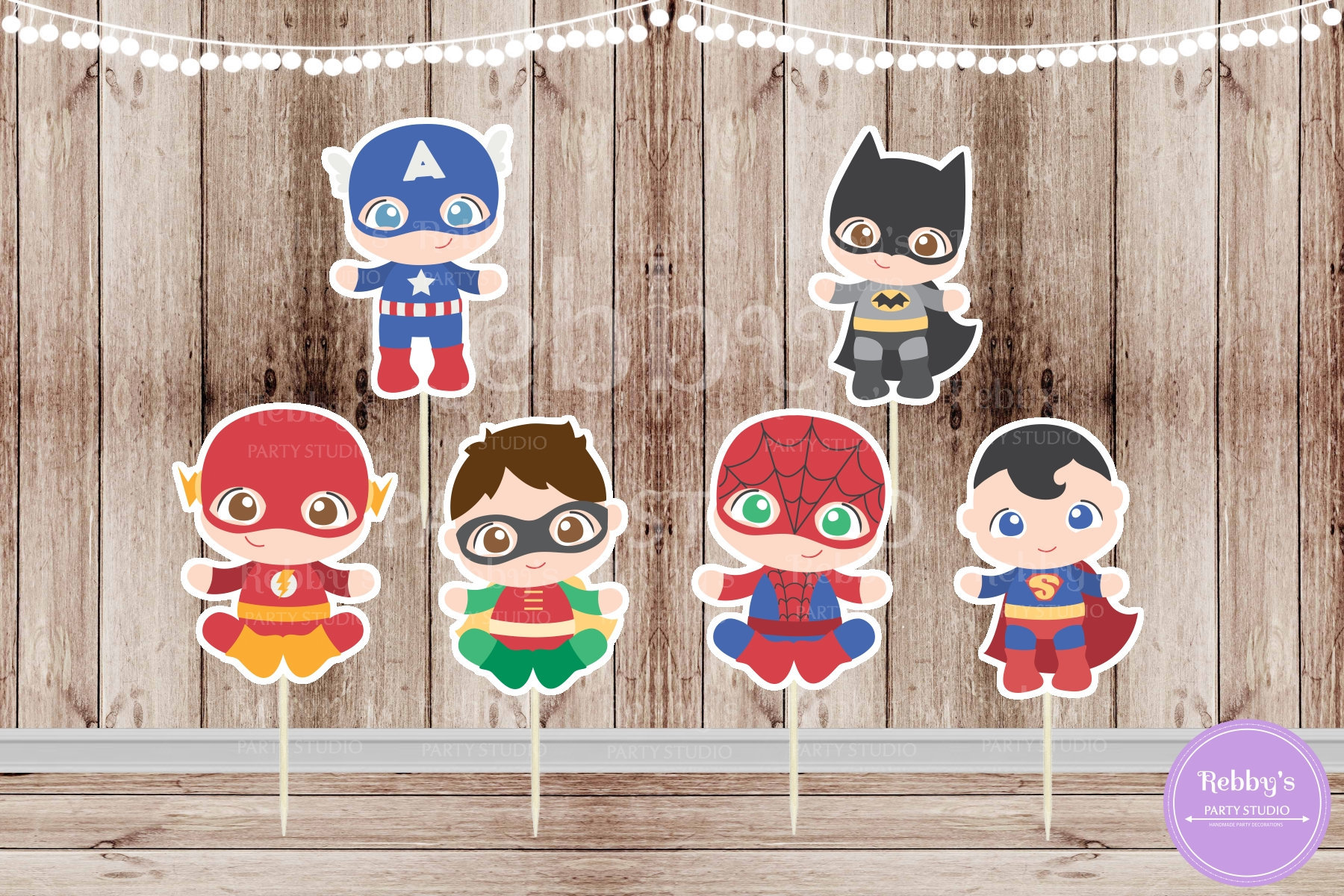 Baby Superhero Cupcake Toppers - Set of 12 Assorted Designs