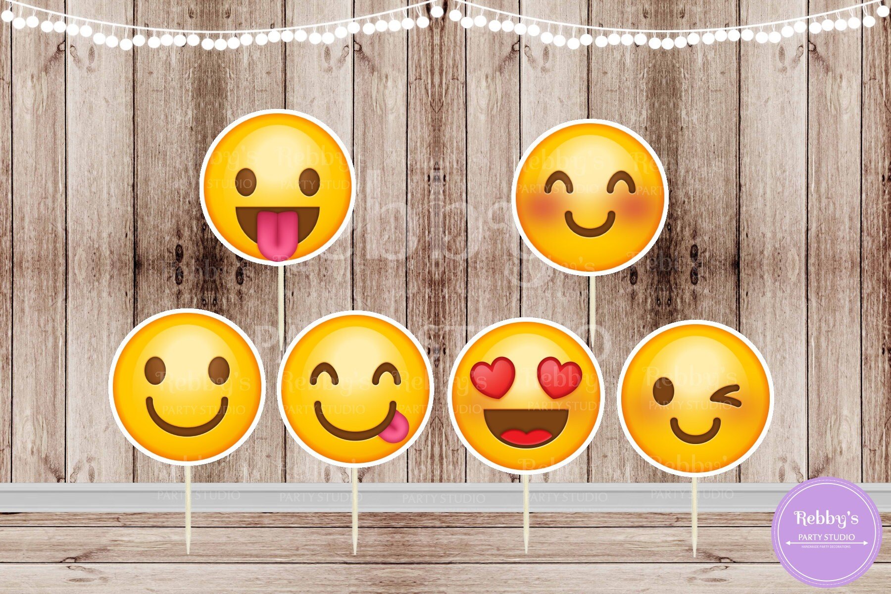 Emoji Party - Set of 12 Assorted 2" Emoji Inspired Cupcake Toppers