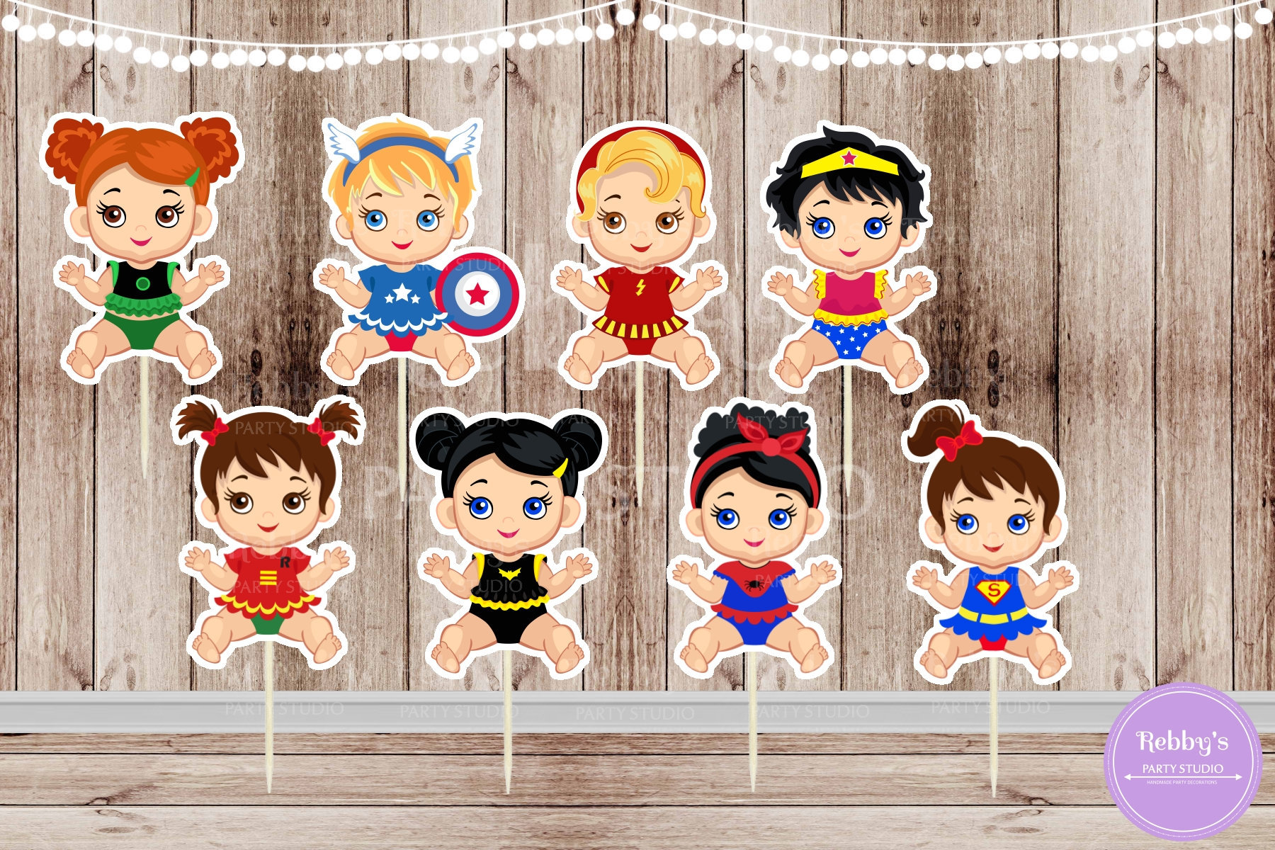 Superhero Baby Girl Cupcake Toppers - Set of 16