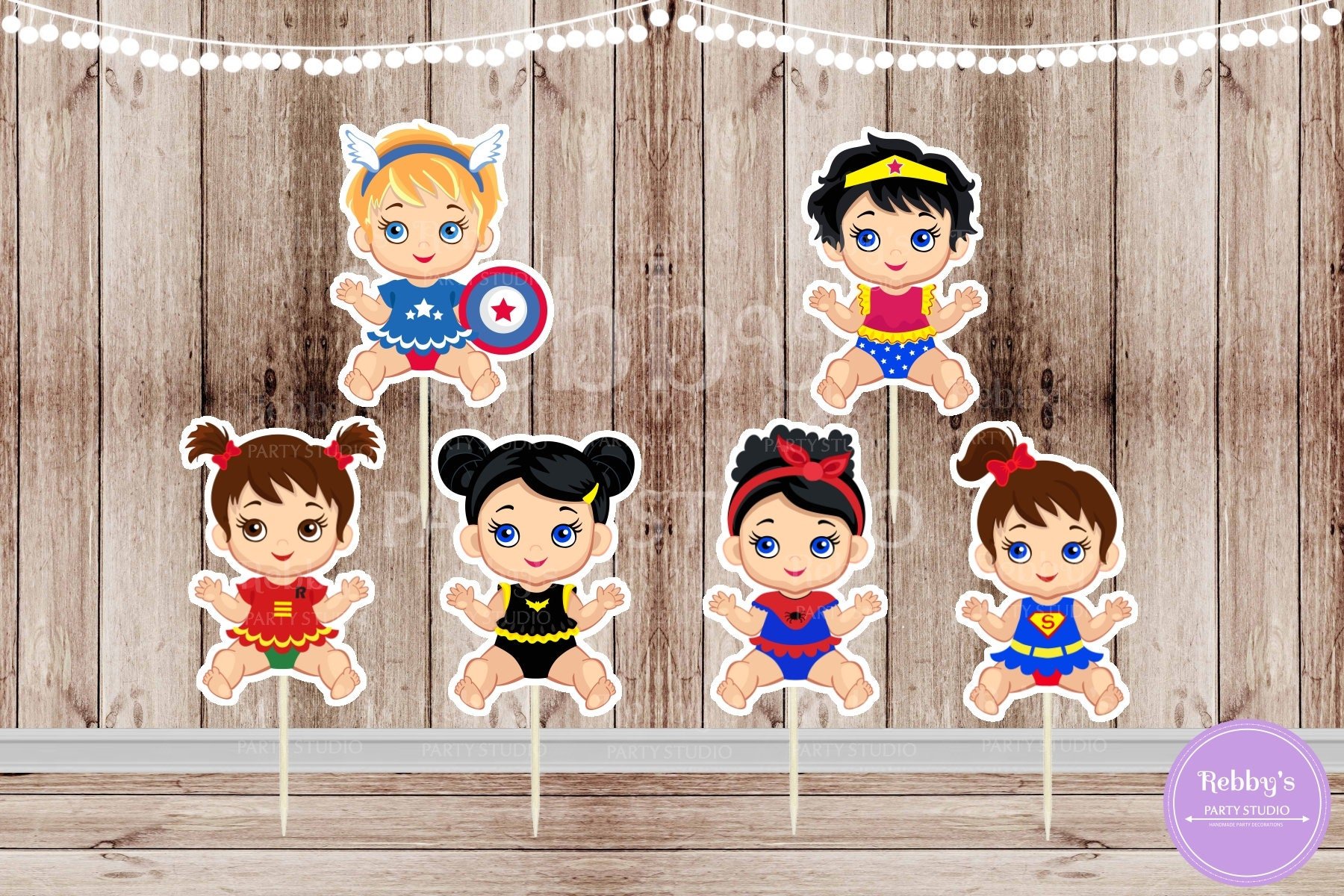 Superhero Baby Girl Cupcake Toppers - Set of 12