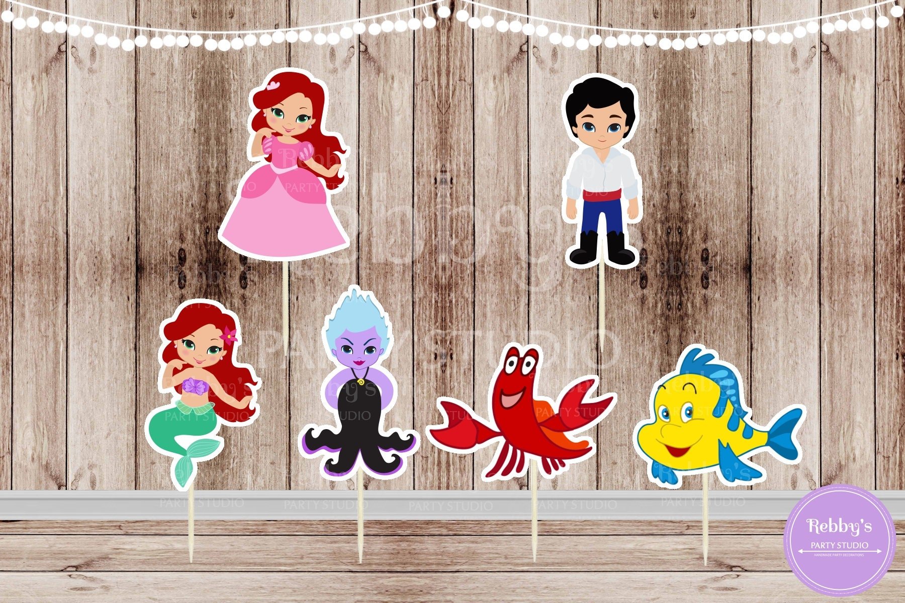 Mermaid Party - Set of 12 Assorted Mermaid and Friends Inspired Cupcake Toppers