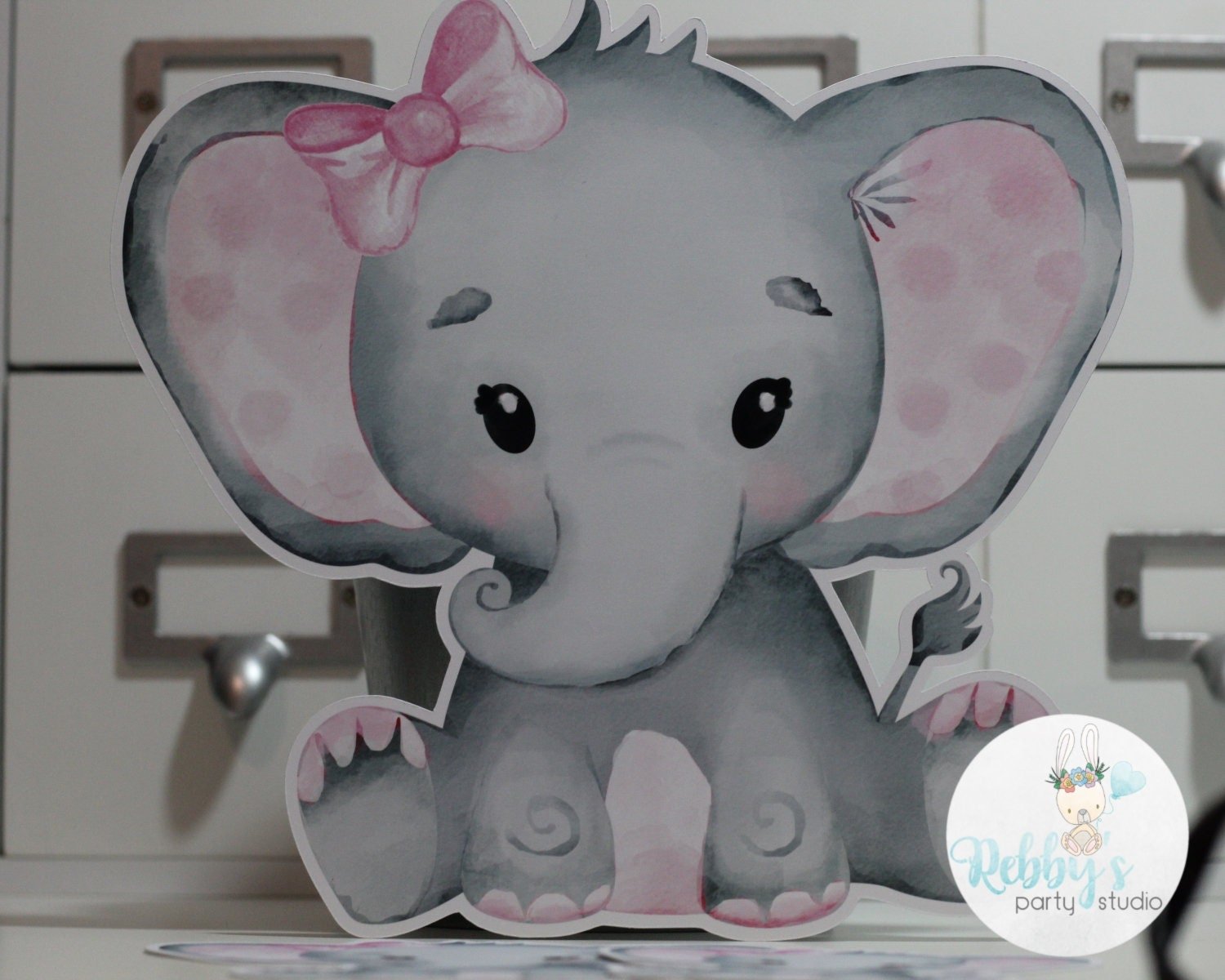 Elephant Cut Out Bundle, Girl Baby Shower Party Decor, Mixed Size Die Cuts