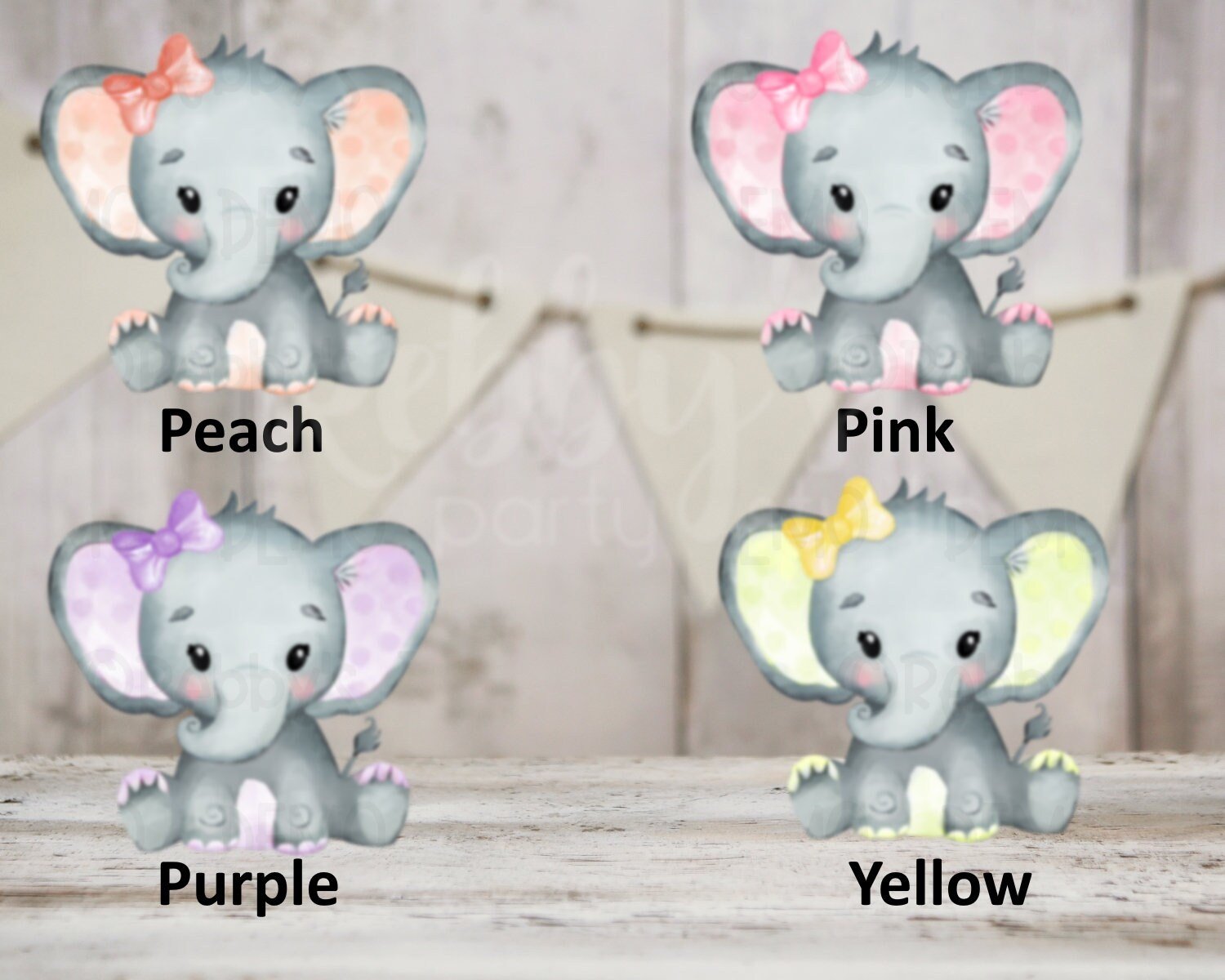 Elephant Cut Out Bundle, Girl Baby Shower Party Decor, Mixed Size Die Cuts
