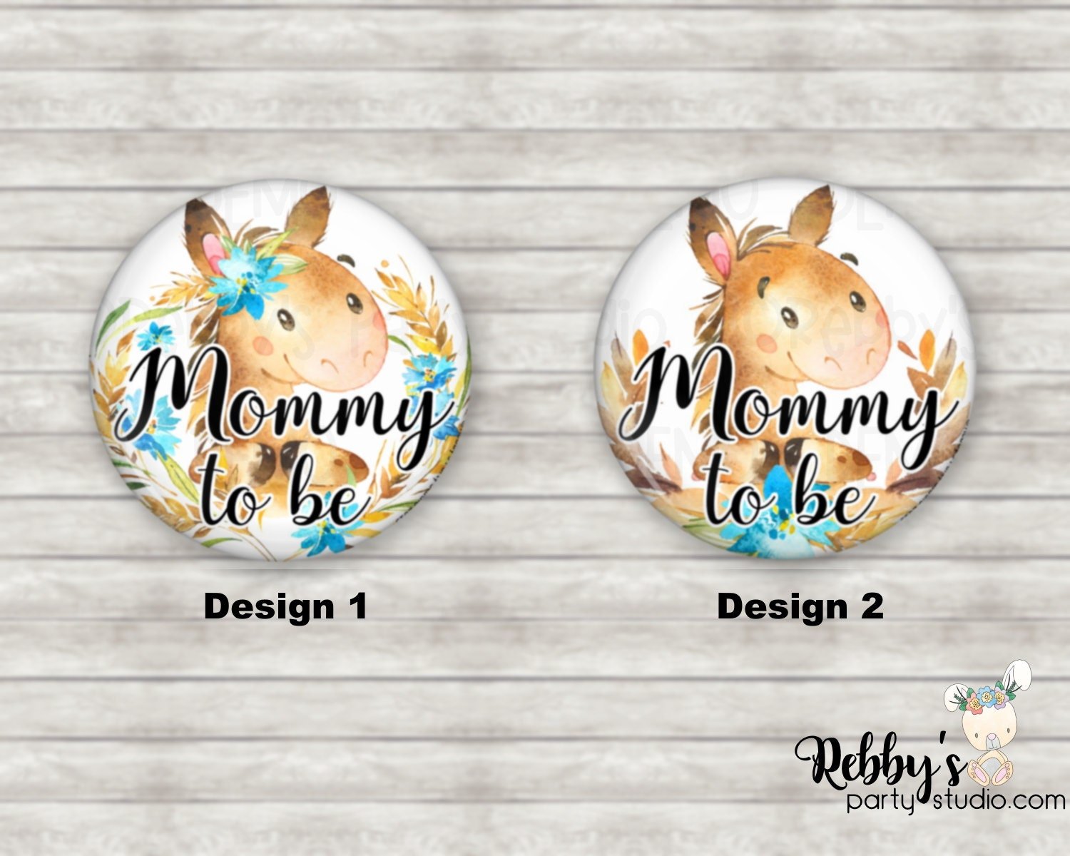 Farm Horse Baby Shower Pin: Personalized Button Badge