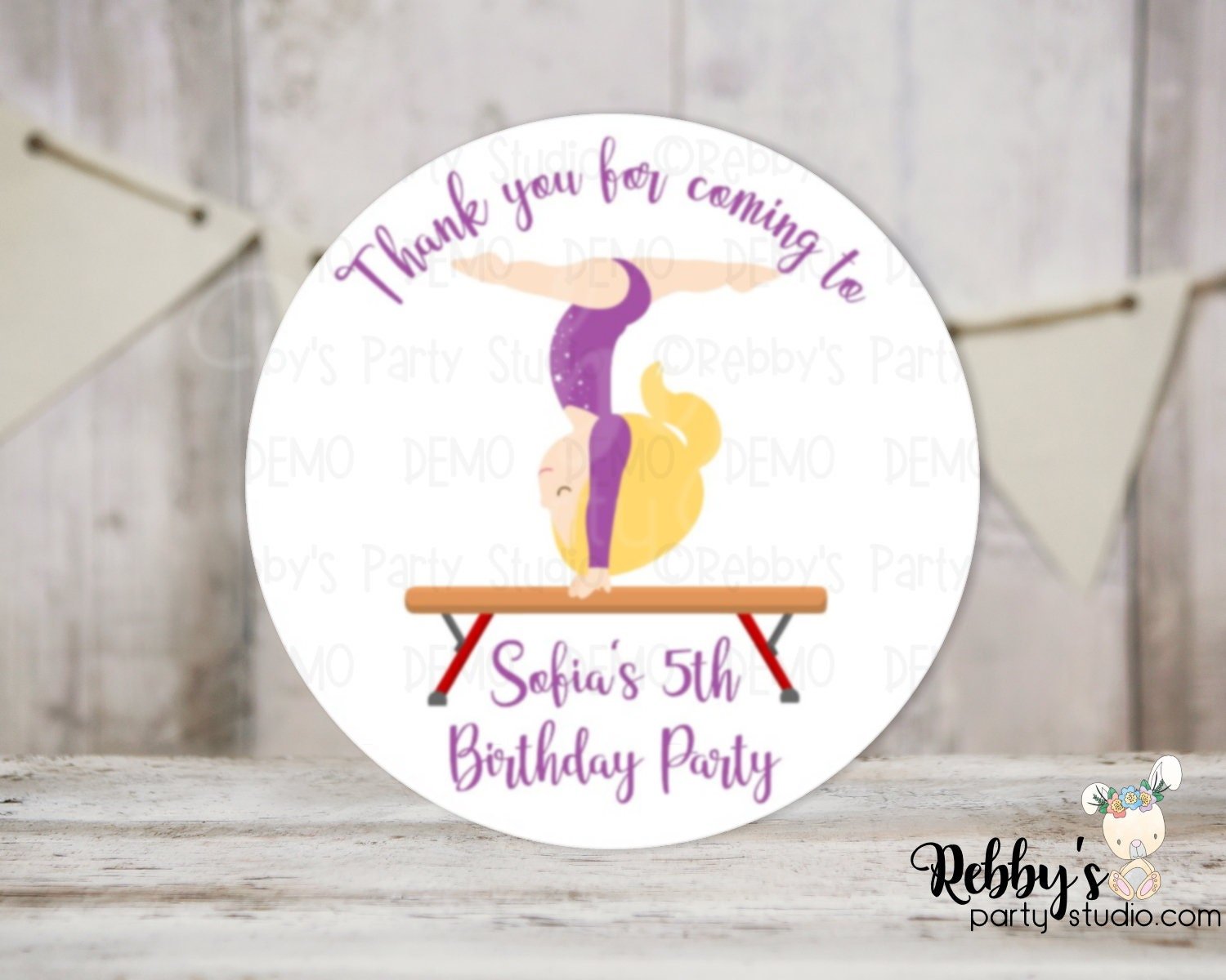 Gymnastic Girl Birthday Personalized Round Sticker
