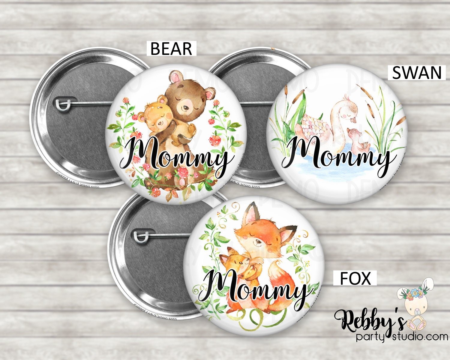 Woodland Baby Shower Pinback Button: Personalized Family Badge