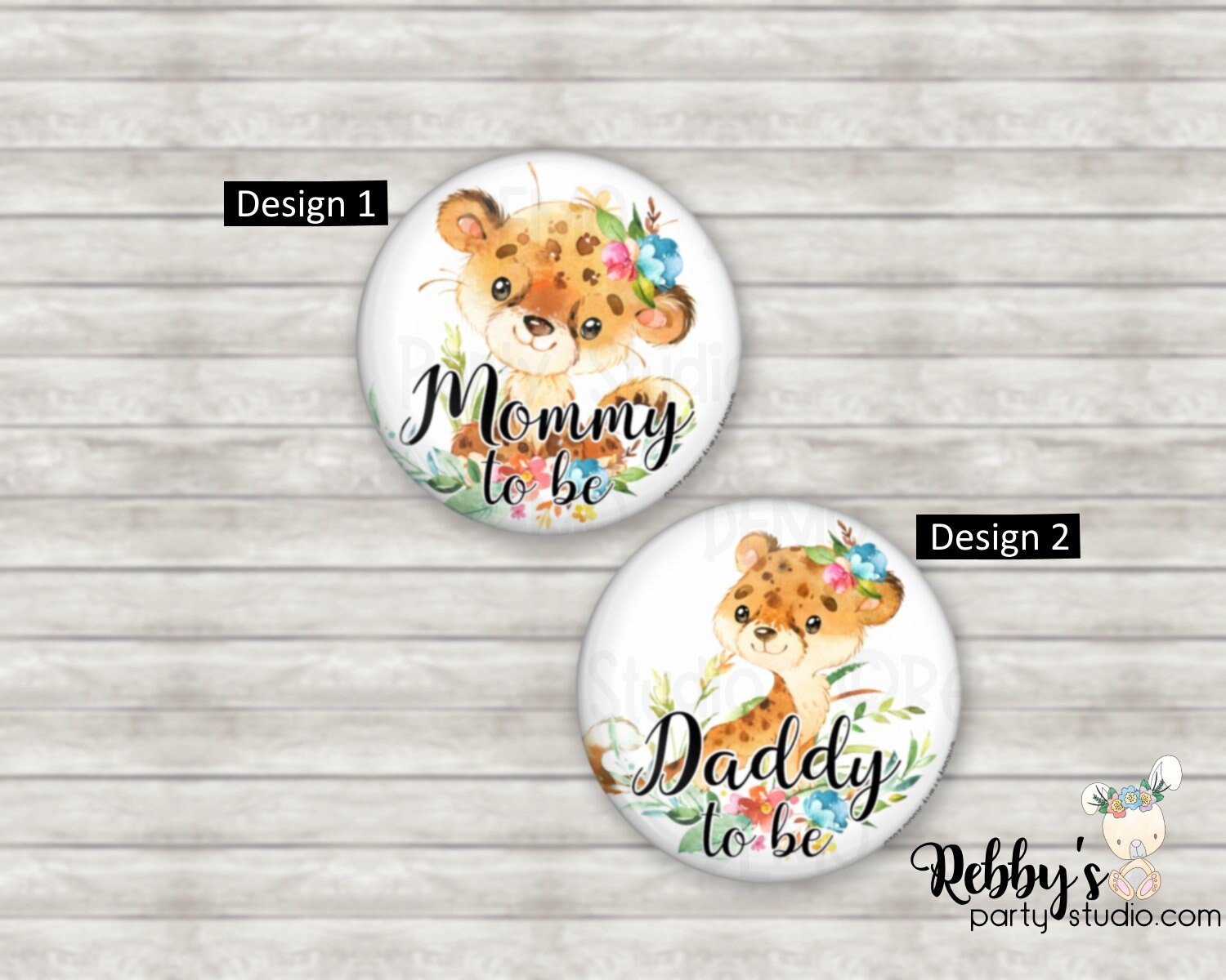 Girl Cheetah Baby Shower Pin: Mommy To Be, Personalized Button Badge