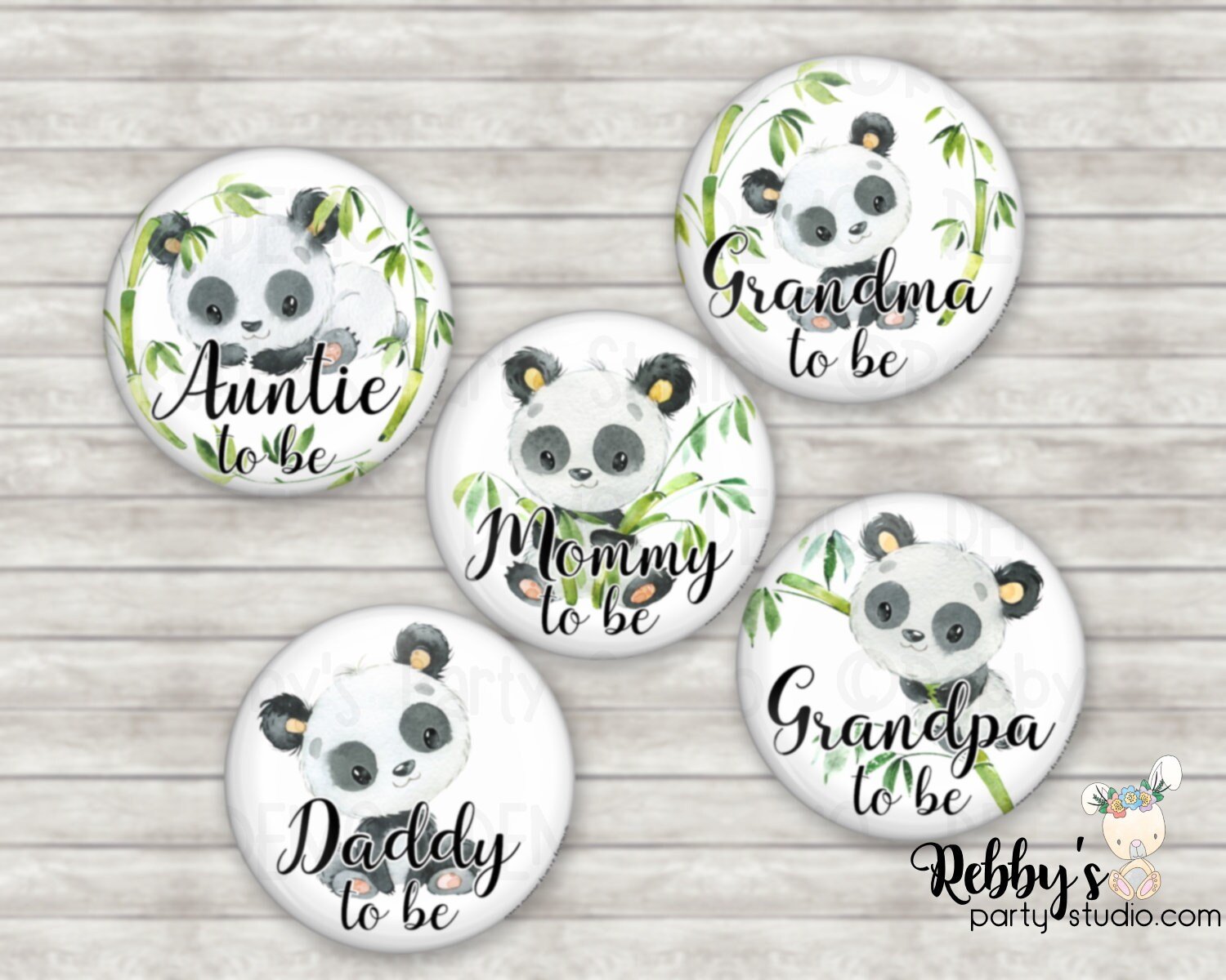 Panda Baby Shower Pin Button: Personalized Family Member Badge