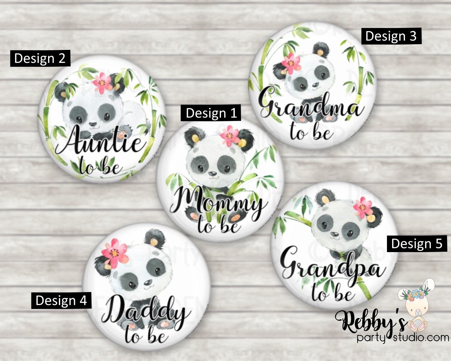 Girl Panda Baby Shower Pin: Personalized Family Button