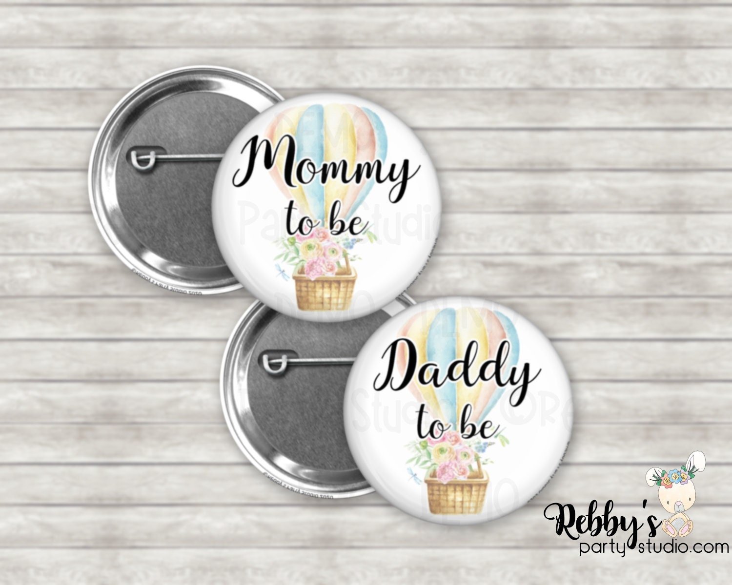 Fairy Balloon Baby Shower Pin: Personalized Pinback Button