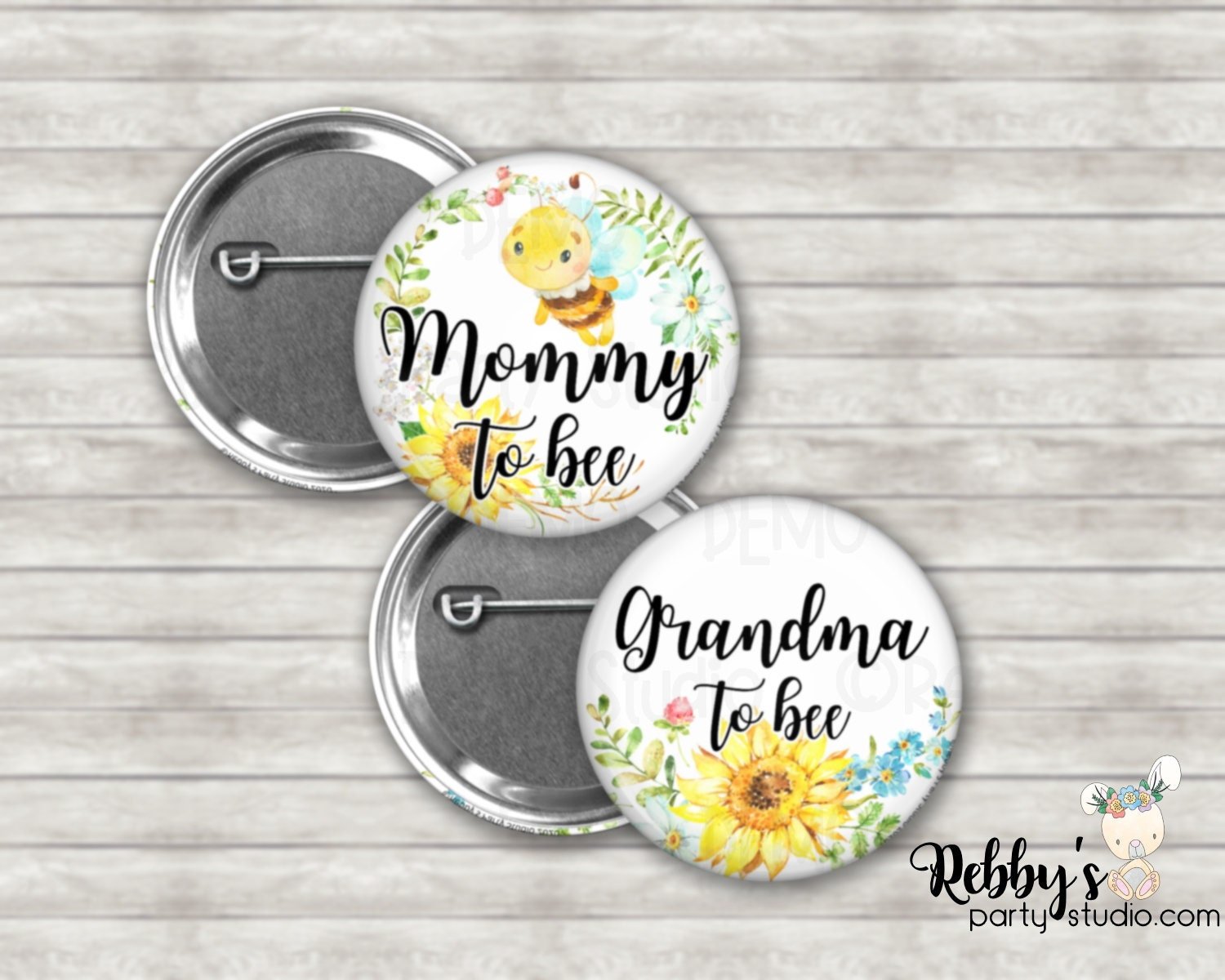 Bumble Bee Baby Shower Pin: Personalized Family Button Badge
