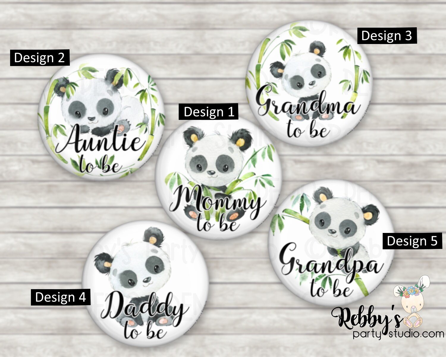 Panda Baby Shower Pin Button: Personalized Family Member Badge