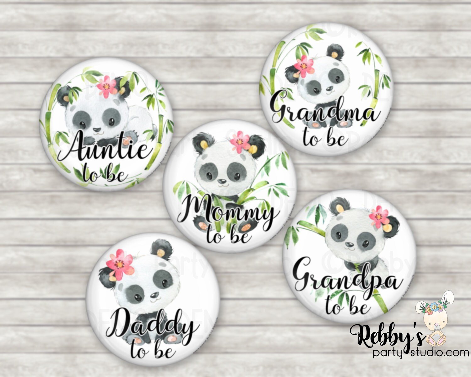 Girl Panda Baby Shower Pin: Personalized Family Button