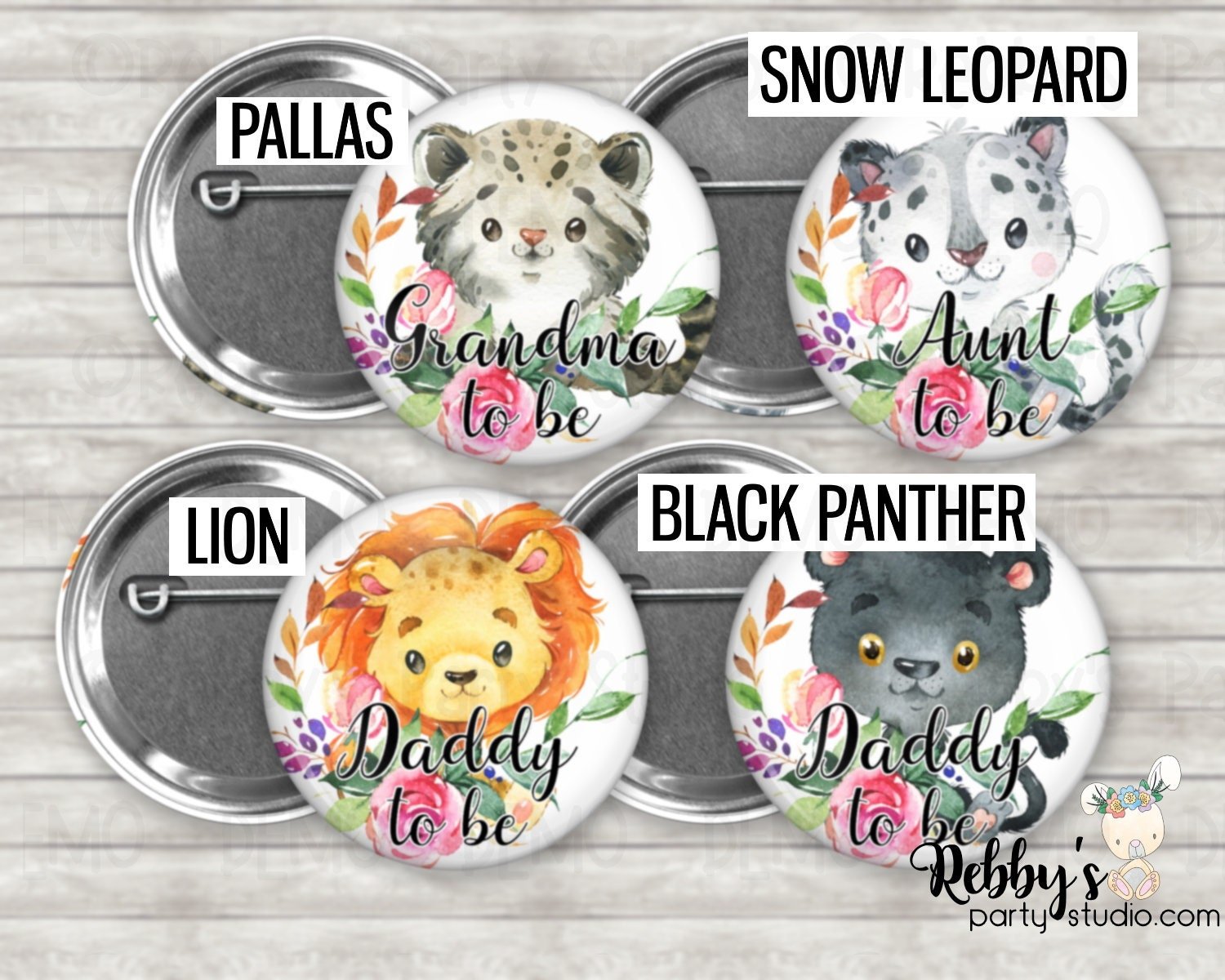Wild Cats Baby Shower Pin: Personalized Family Member Button