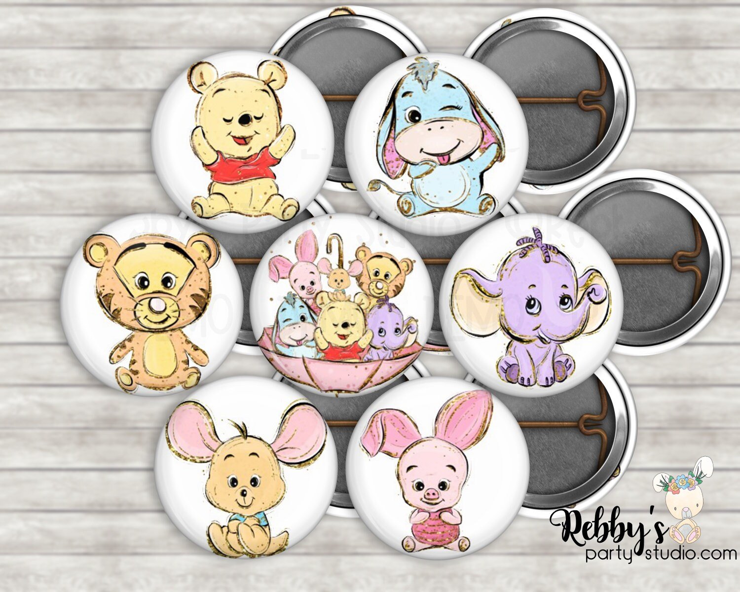 Bear & Friends Mini Buttons – Party Favor Packs (1 inch)