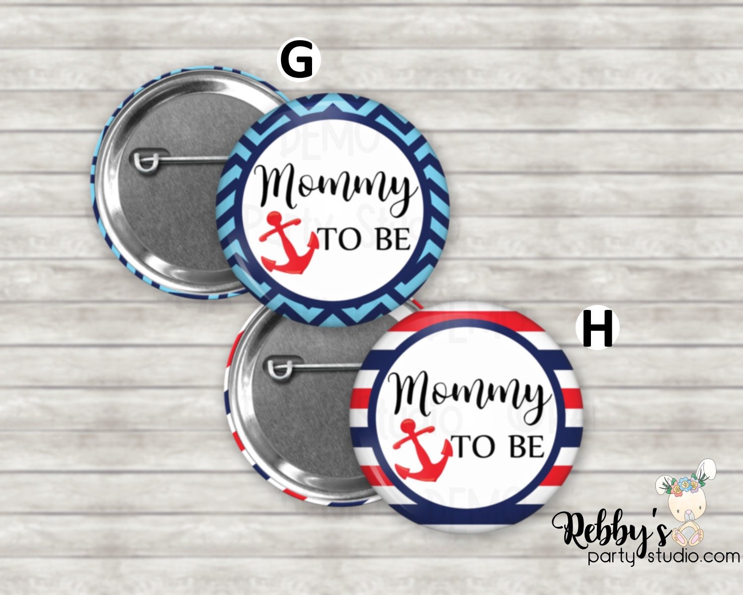 Nautical Baby Shower Pin Button: Personalized Family Name Badge
