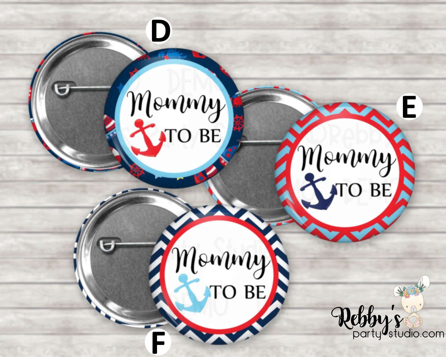 Nautical Baby Shower Pin Button: Personalized Family Name Badge
