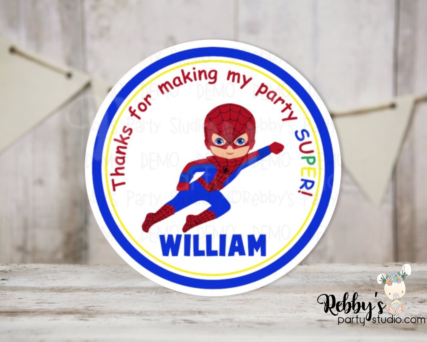 Super Hero Spider Boy Birthday Personalized Round Sticker