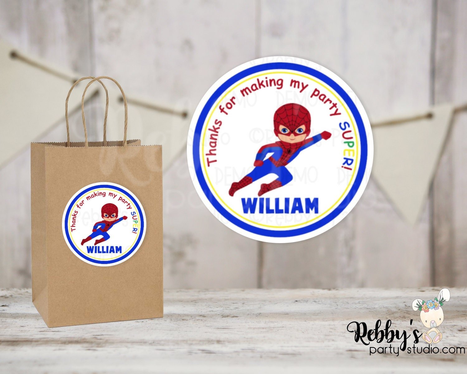 Super Hero Spider Boy Birthday Personalized Round Sticker
