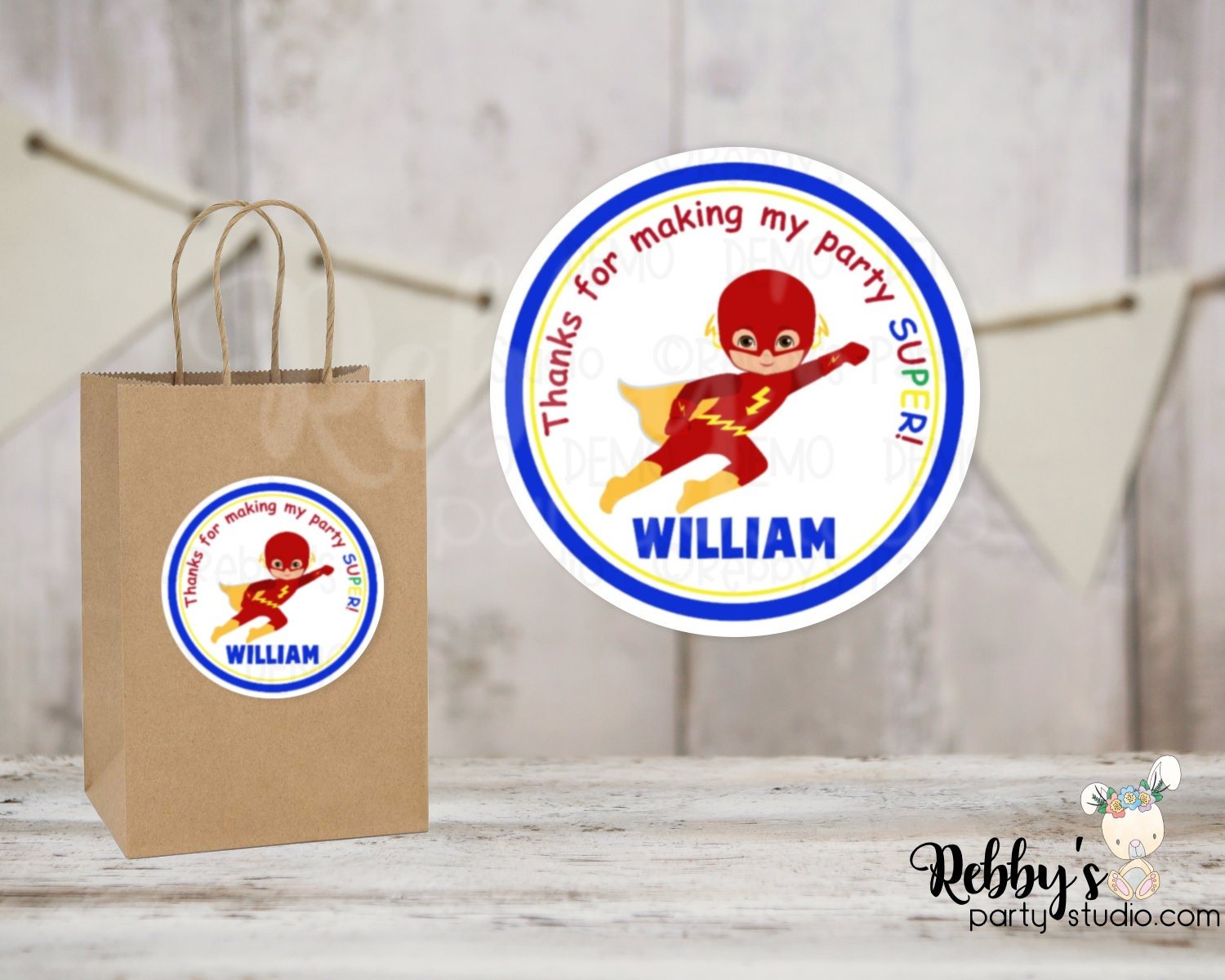 Super Hero Flash Birthday Personalized Round Sticker
