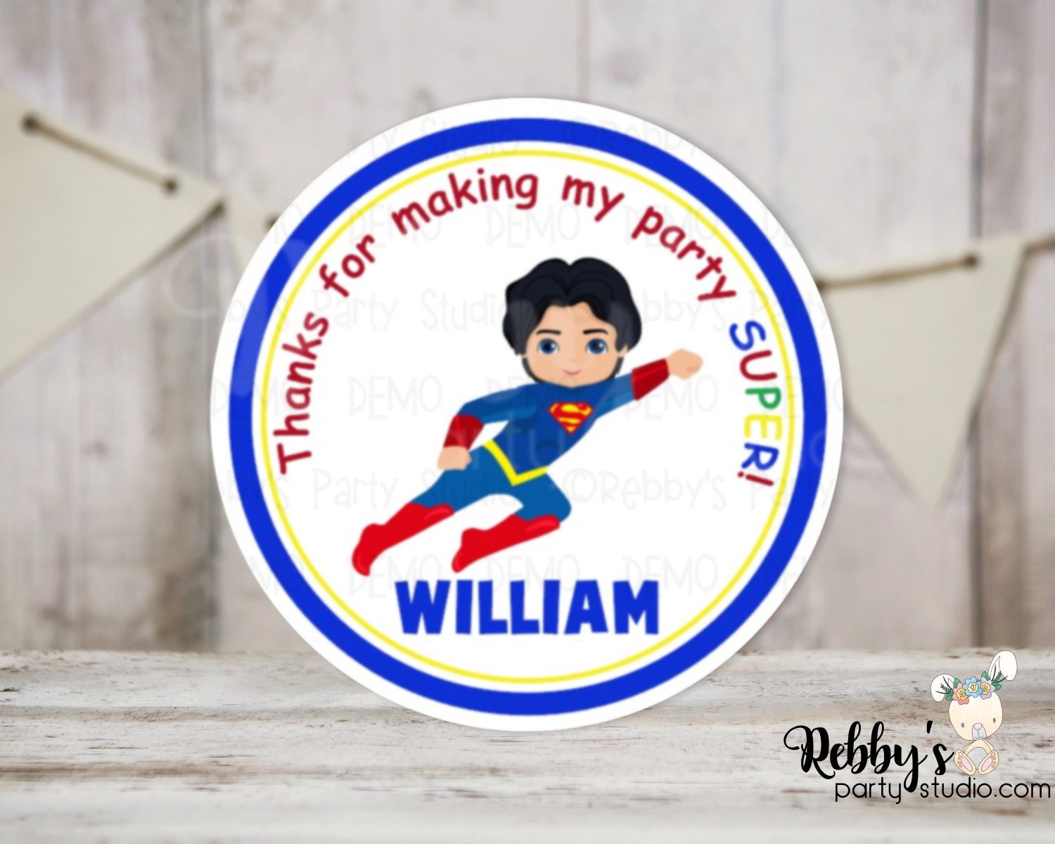 Super Hero Super Boy Birthday Personalized Round Sticker