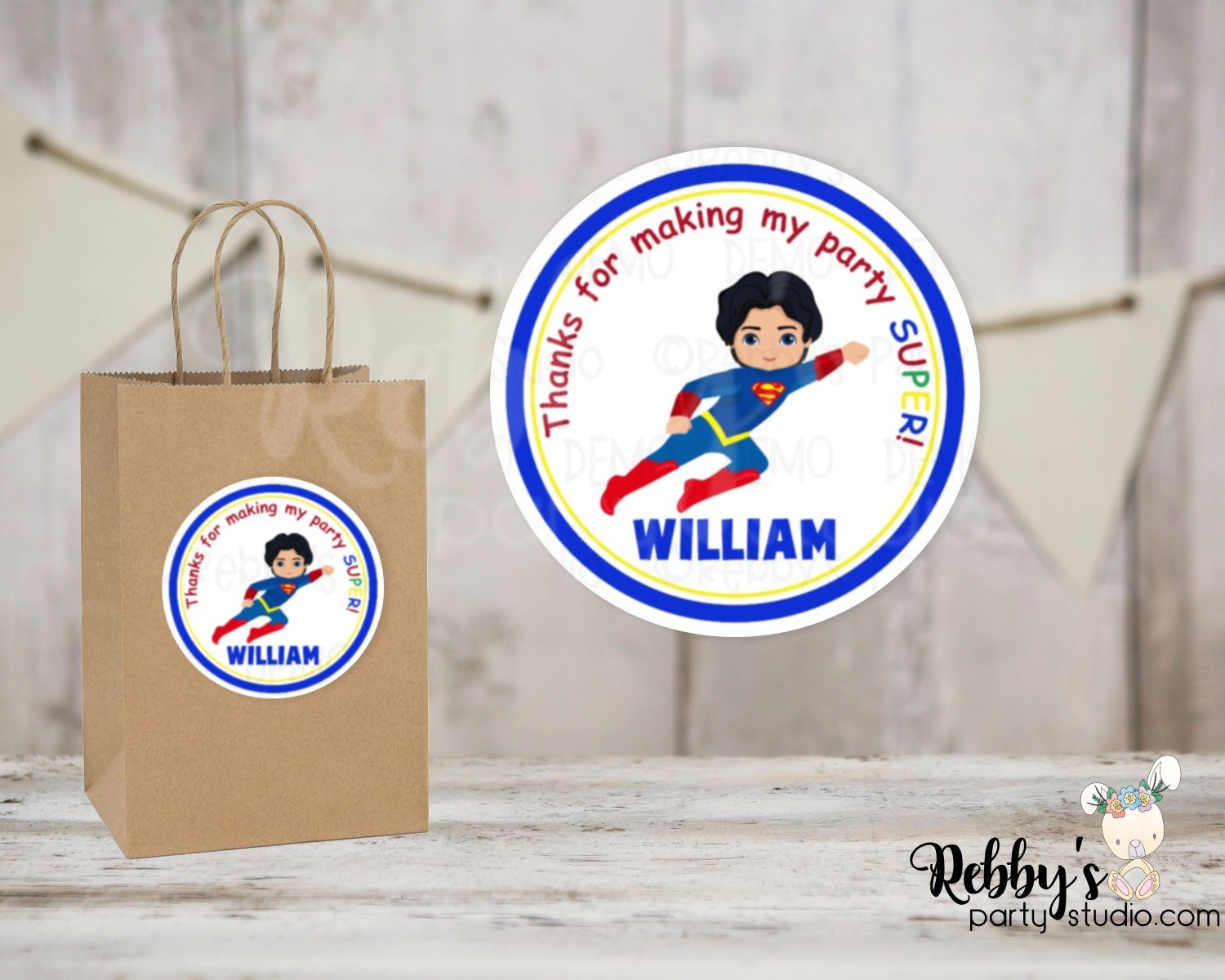 Super Hero Super Boy Birthday Personalized Round Sticker