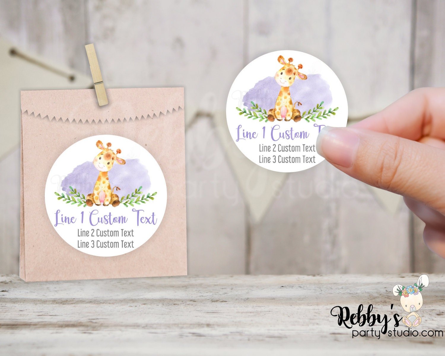 Giraffe Baby Shower Personalized Round Sticker