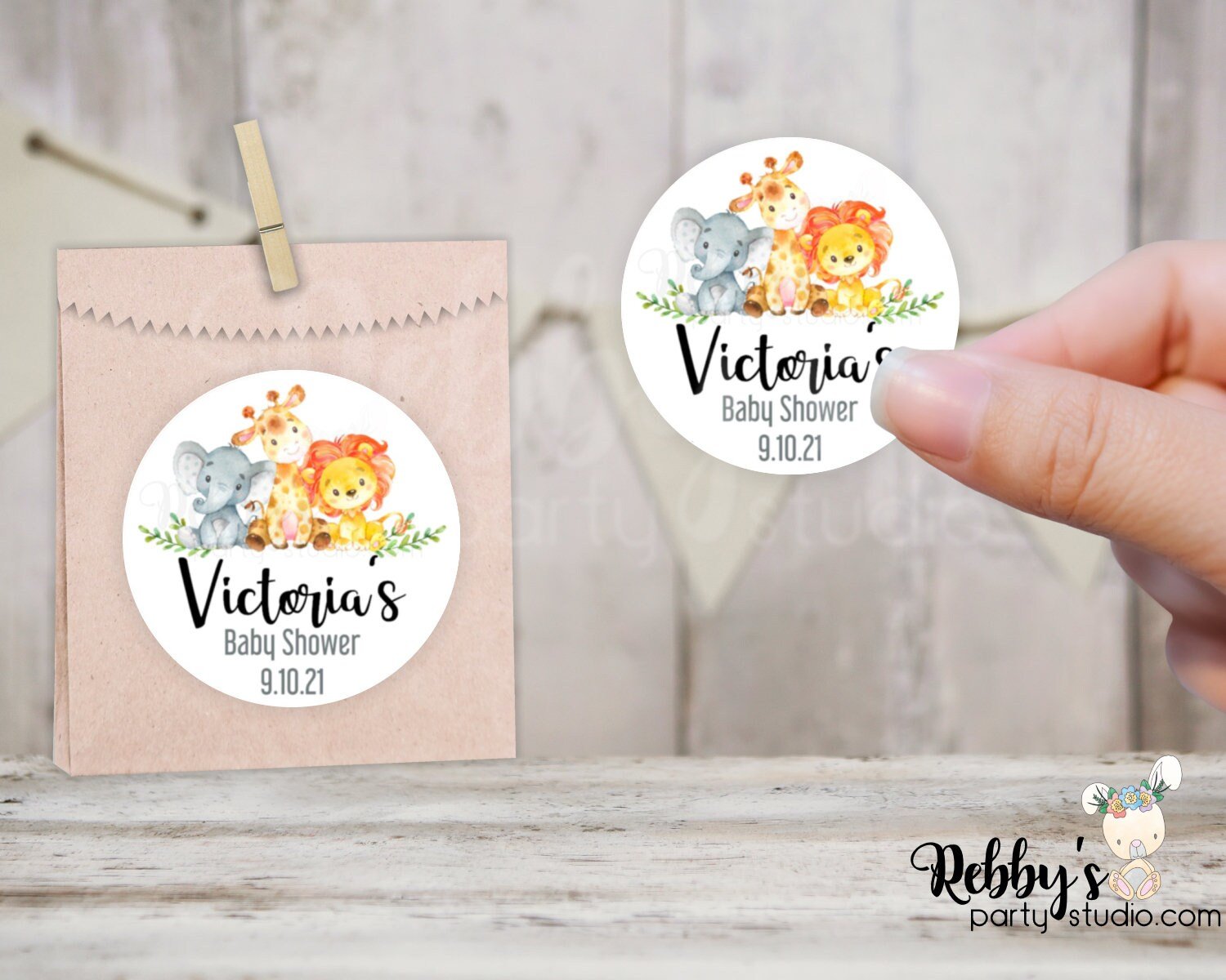 Jungle Safari Baby Shower Personalized Round Sticker