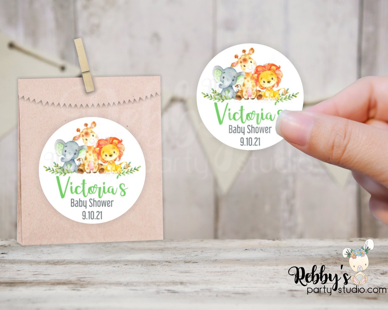Jungle Safari Baby Shower Personalized Round Sticker