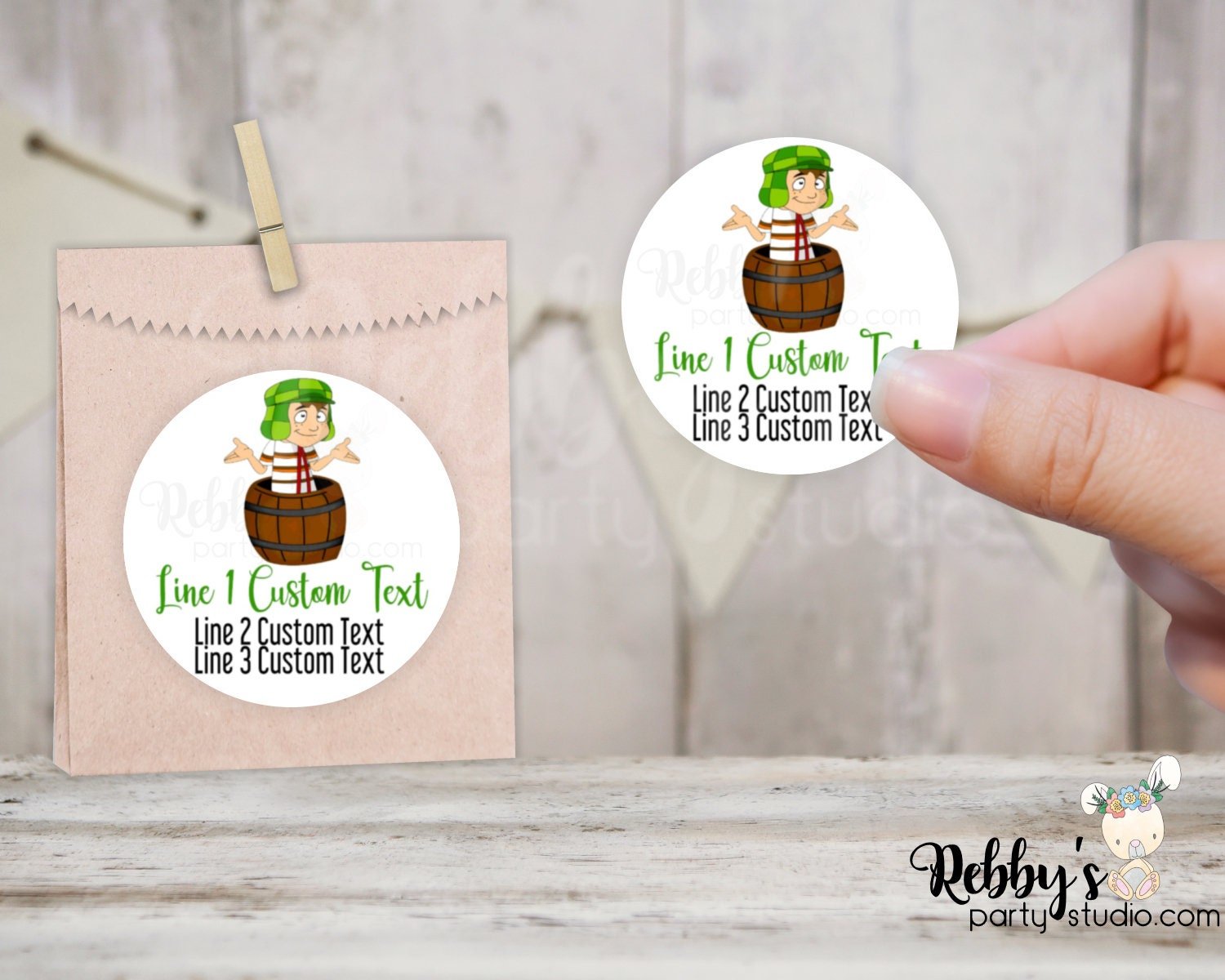 Chavo Birthday Stickers: Personalized Round Party Labels