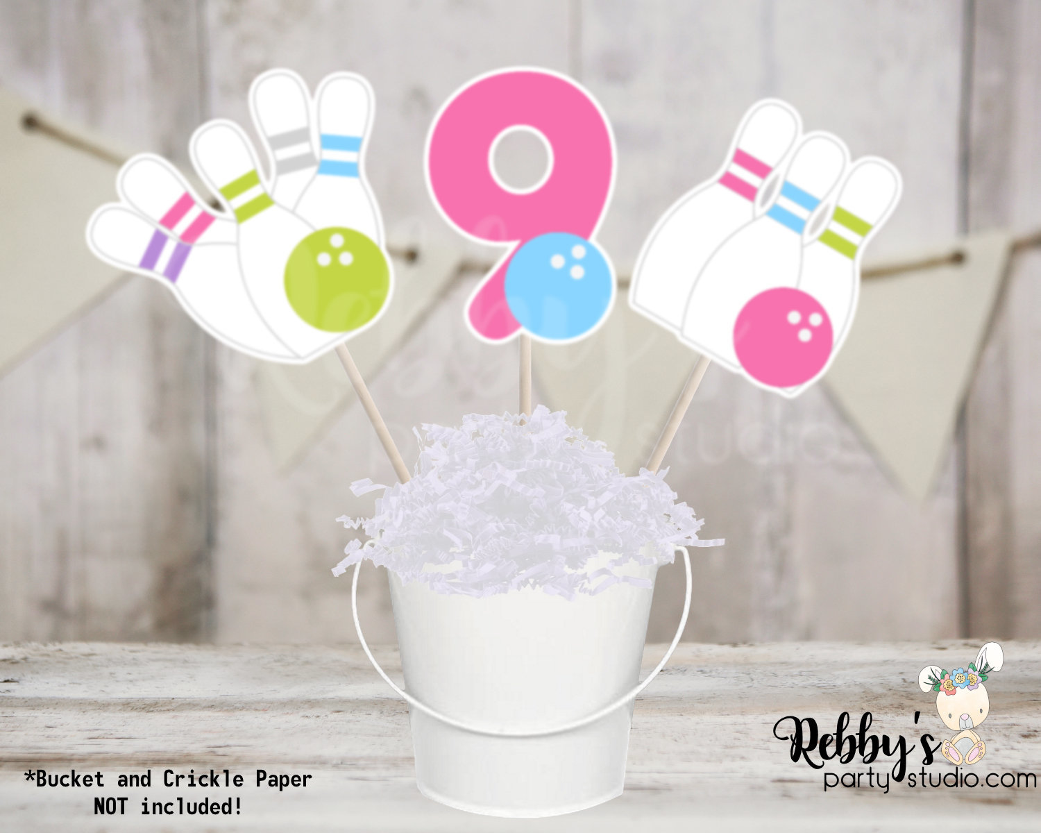Girl Bowling Party Centerpiece Sticks - Set of 3