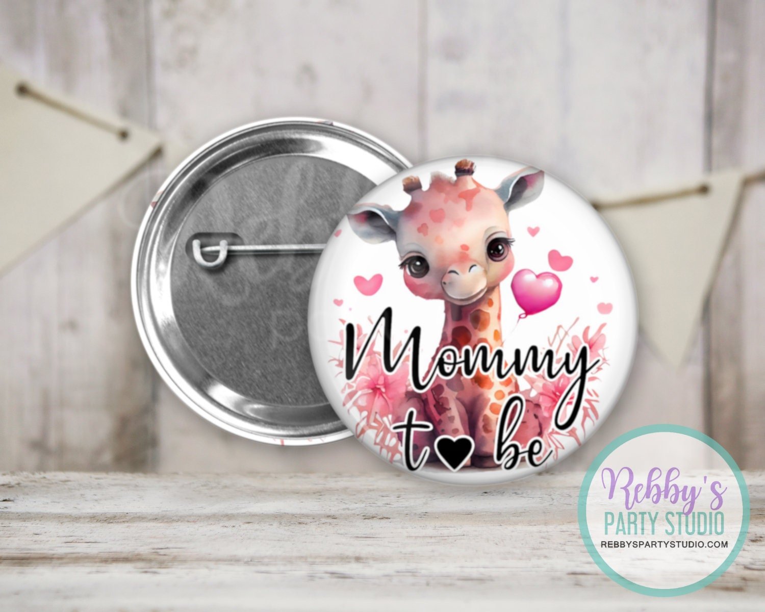 Giraffe Baby Shower Pin: Custom Name Badge