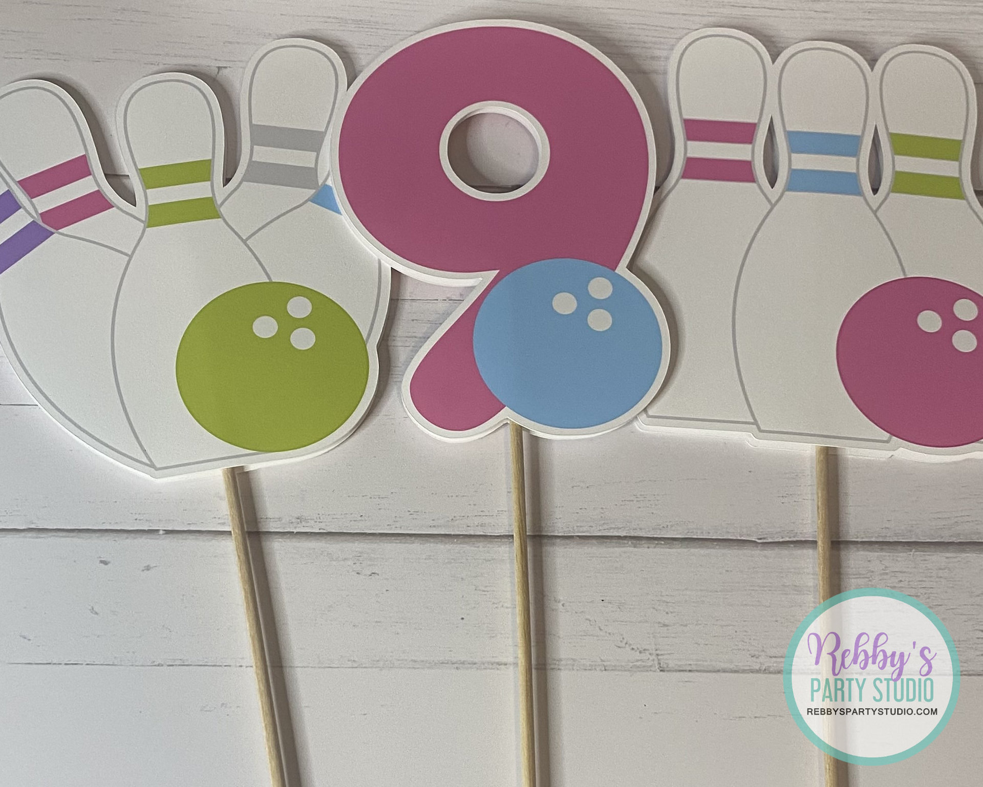 Girl Bowling Party Centerpiece Sticks - Set of 3