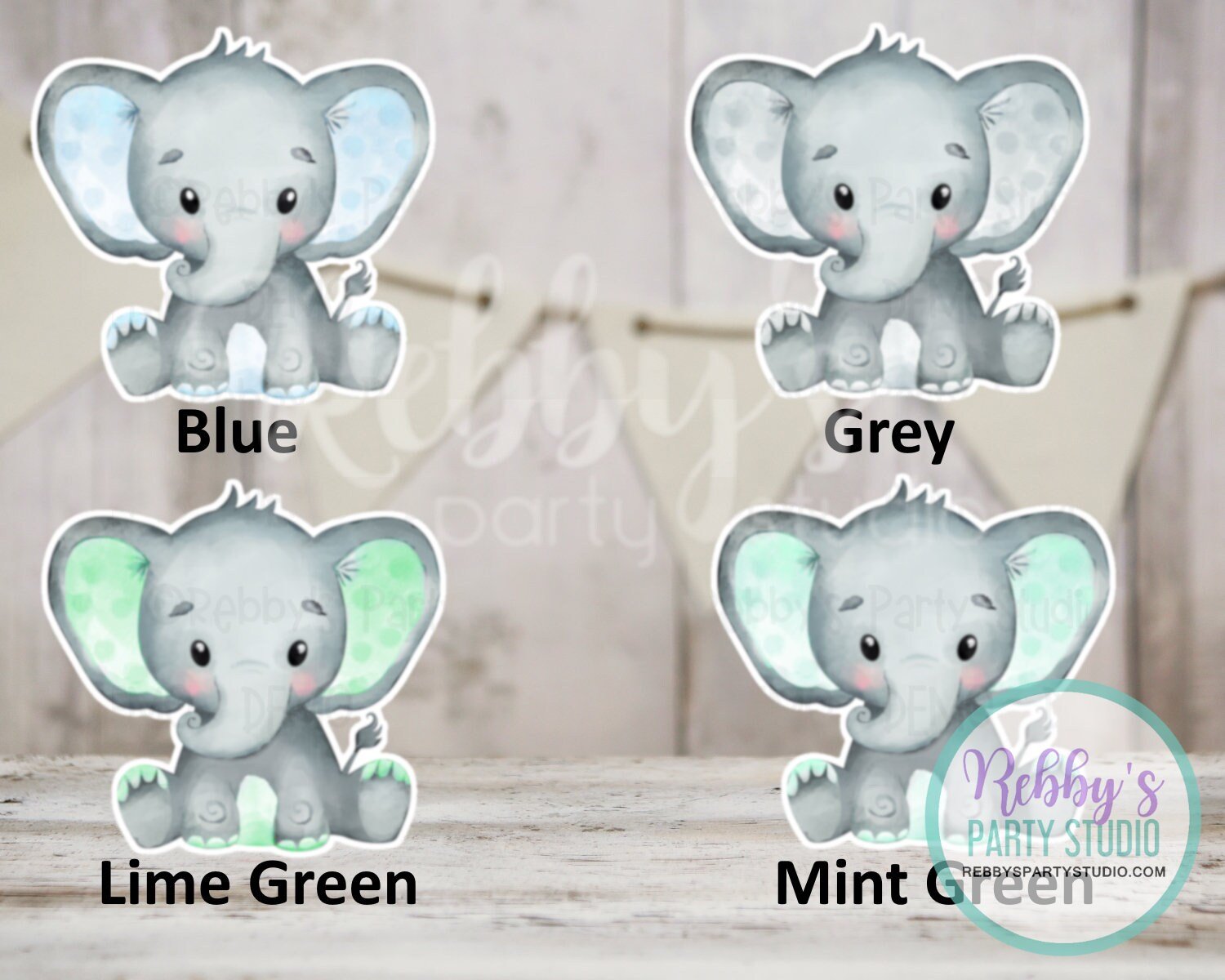 Elephant Cut Out Bundle, Blue Baby Shower Party Decor, Mixed Size Die Cuts