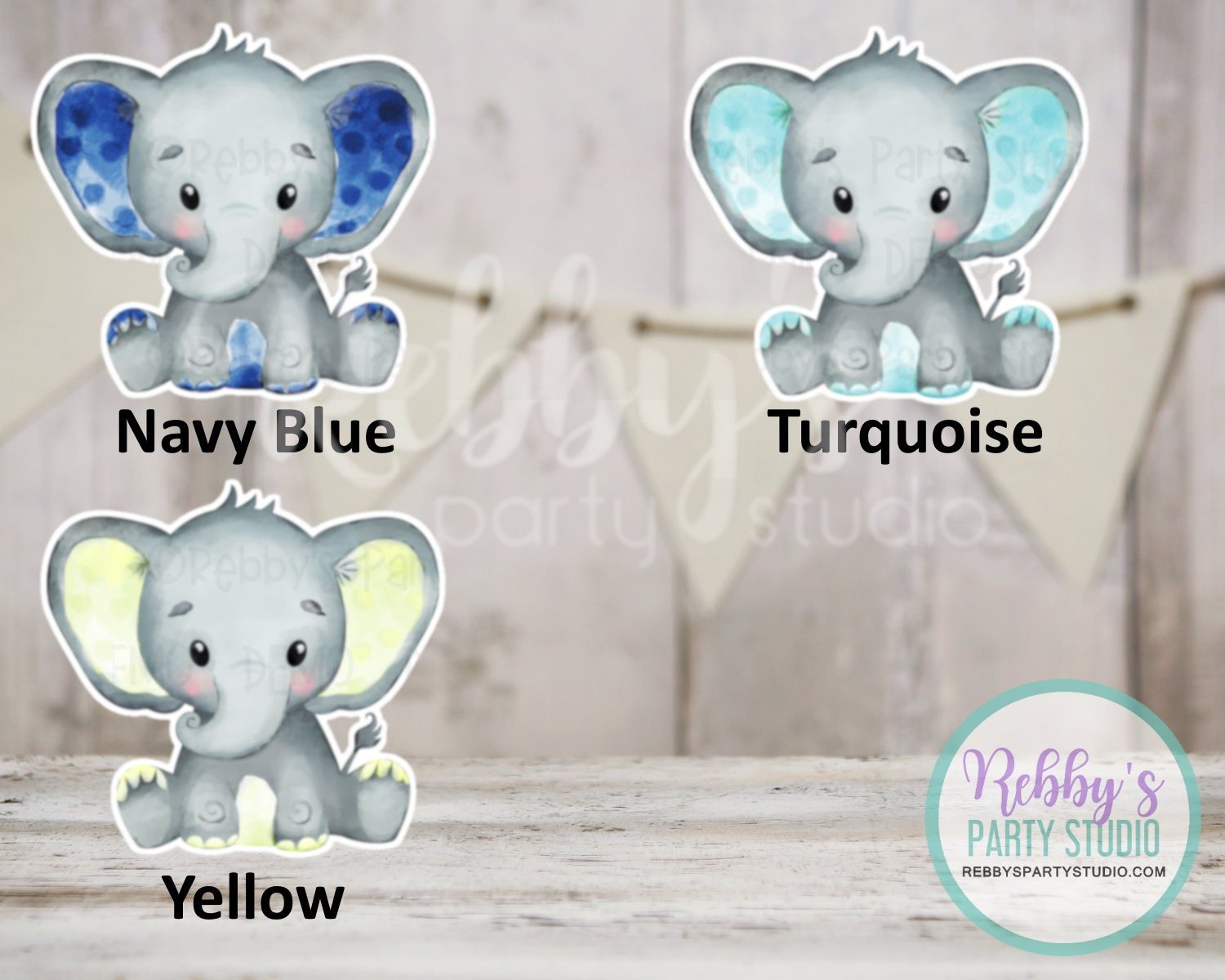 Baby Boy Elephant Cutouts – Party Decor for Cakes, Tables & Centerpieces