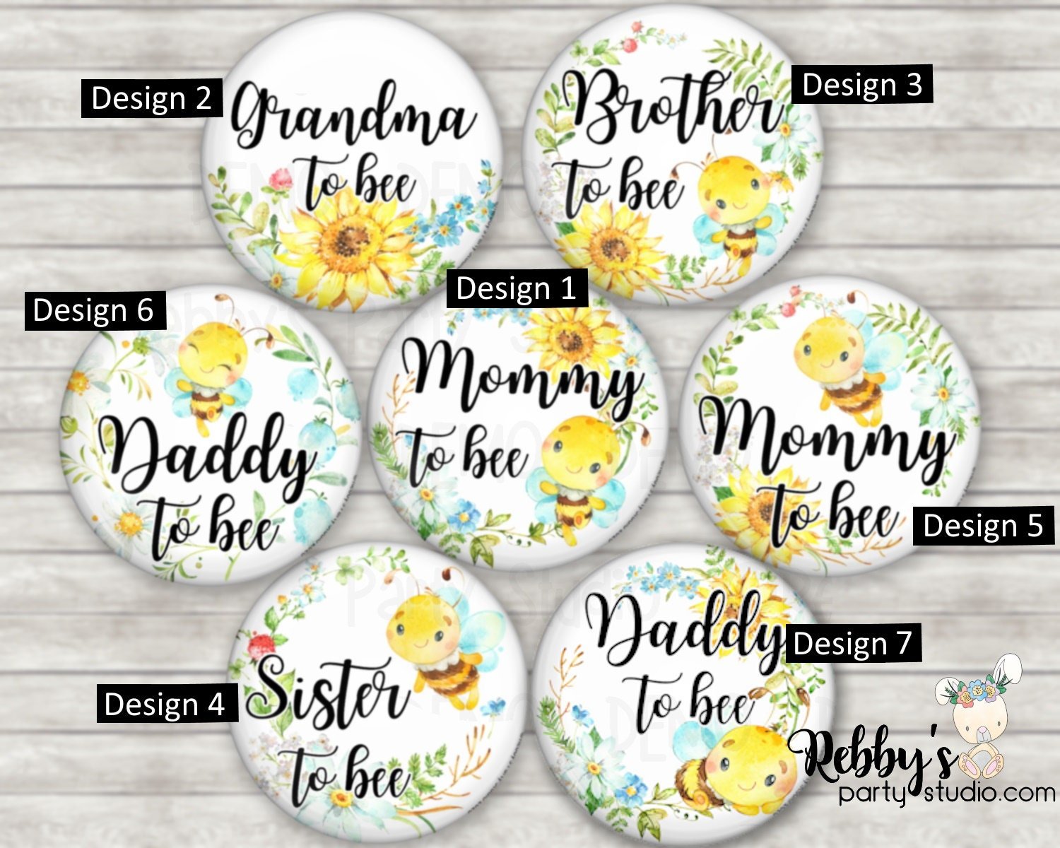 Bumble Bee Baby Shower Pin: Personalized Family Button Badge