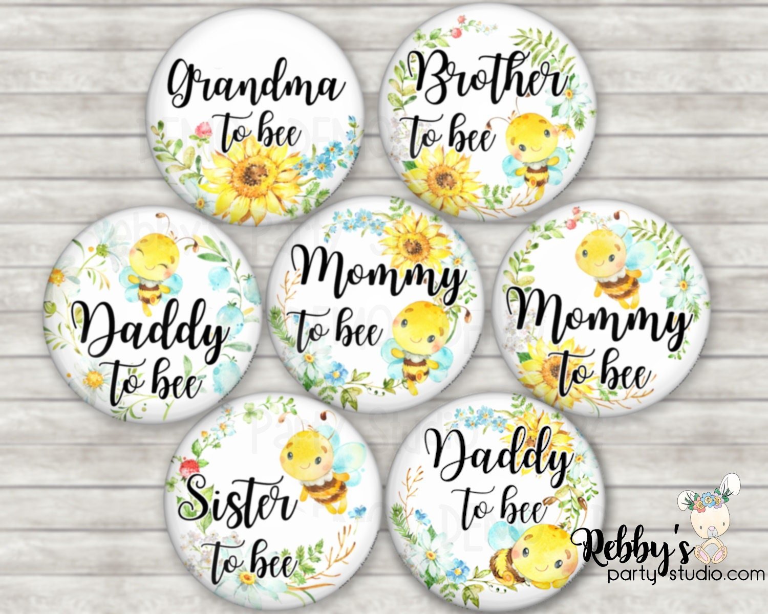 Bumble Bee Baby Shower Pin: Personalized Family Button Badge