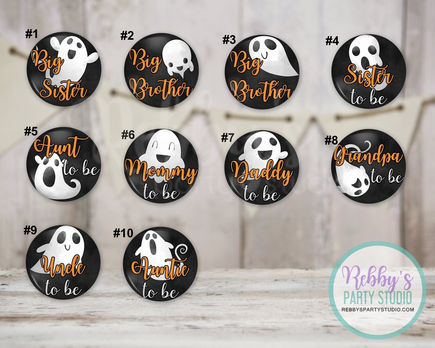 Little Boo Ghost Baby Shower Pinback Button: Personalized Party Favor