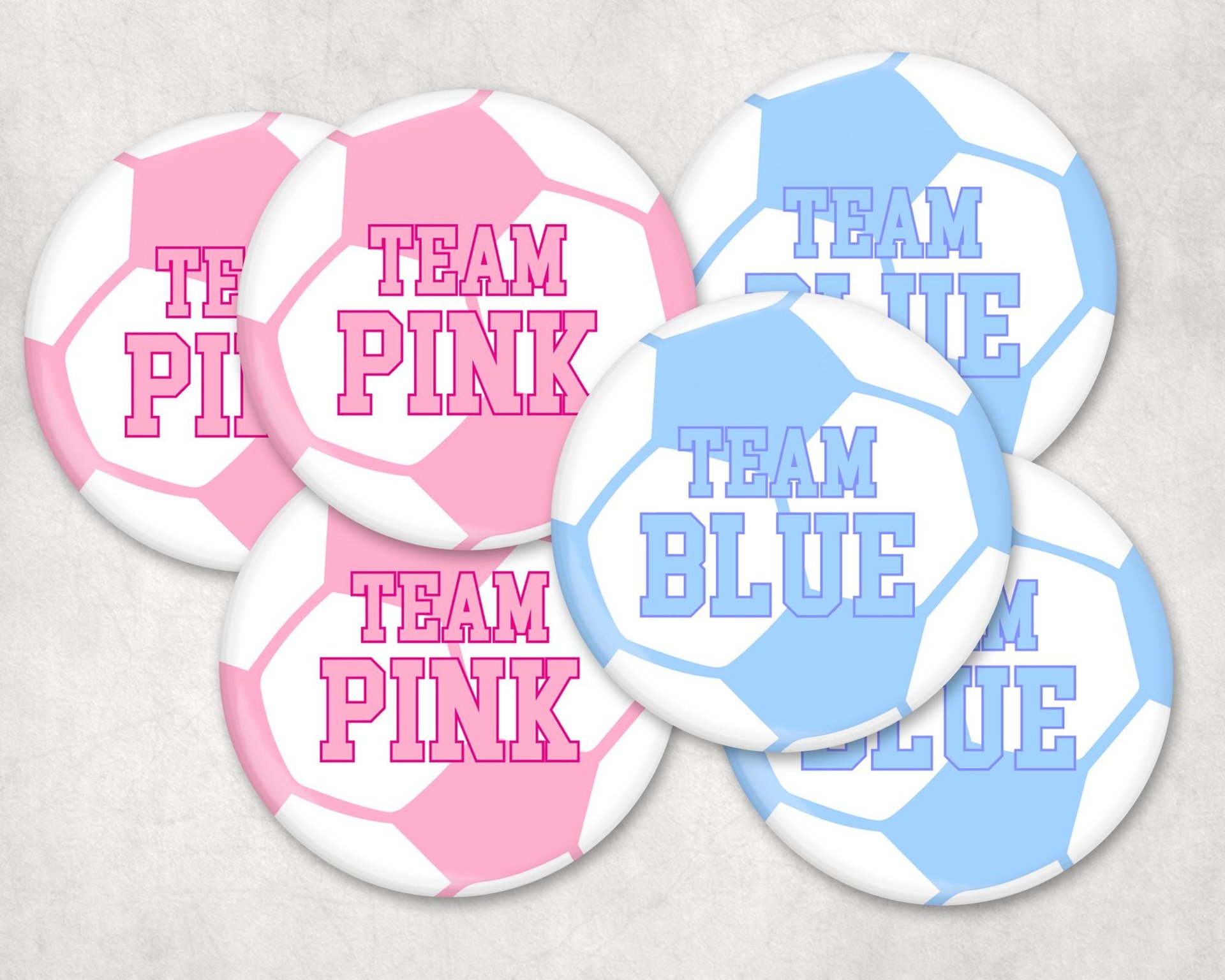 Soccer Ball Gender Reveal Pins: Team Pink vs Team Blue