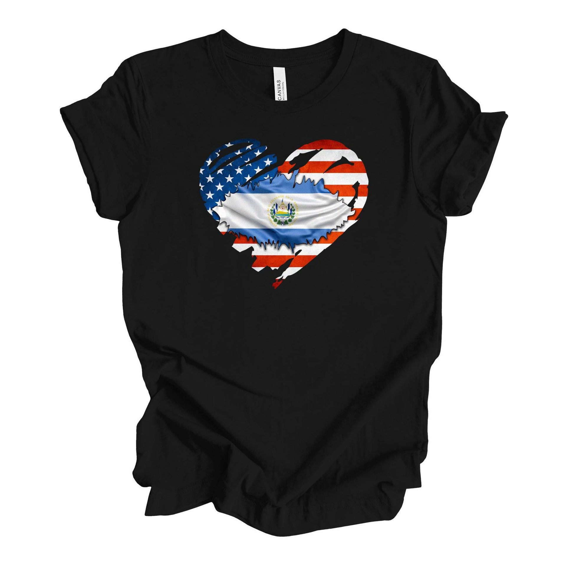 Salvadoran American Heart Graphic T-Shirt