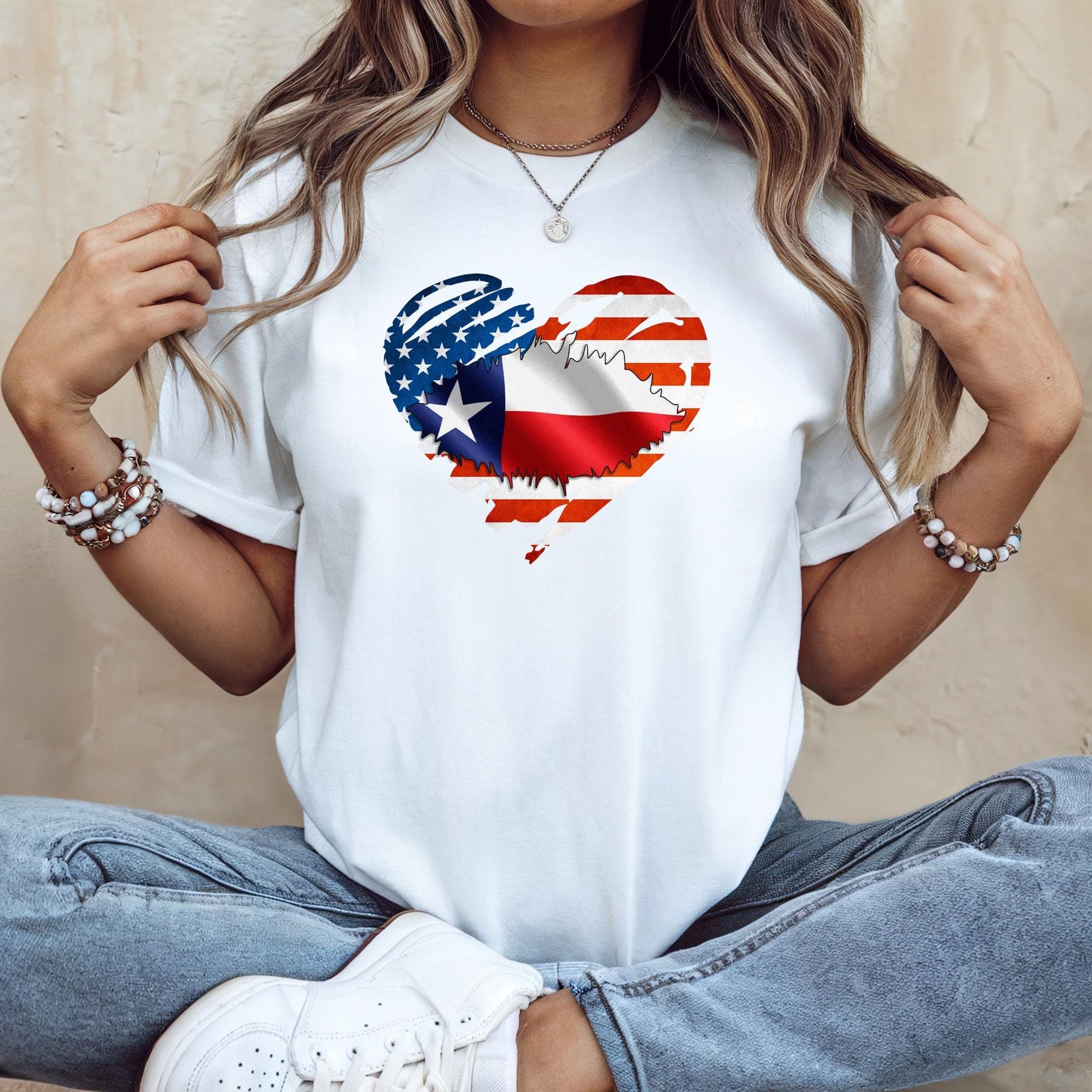 Texan American Heart Graphic T-Shirt – USA & Texas Flag Tee