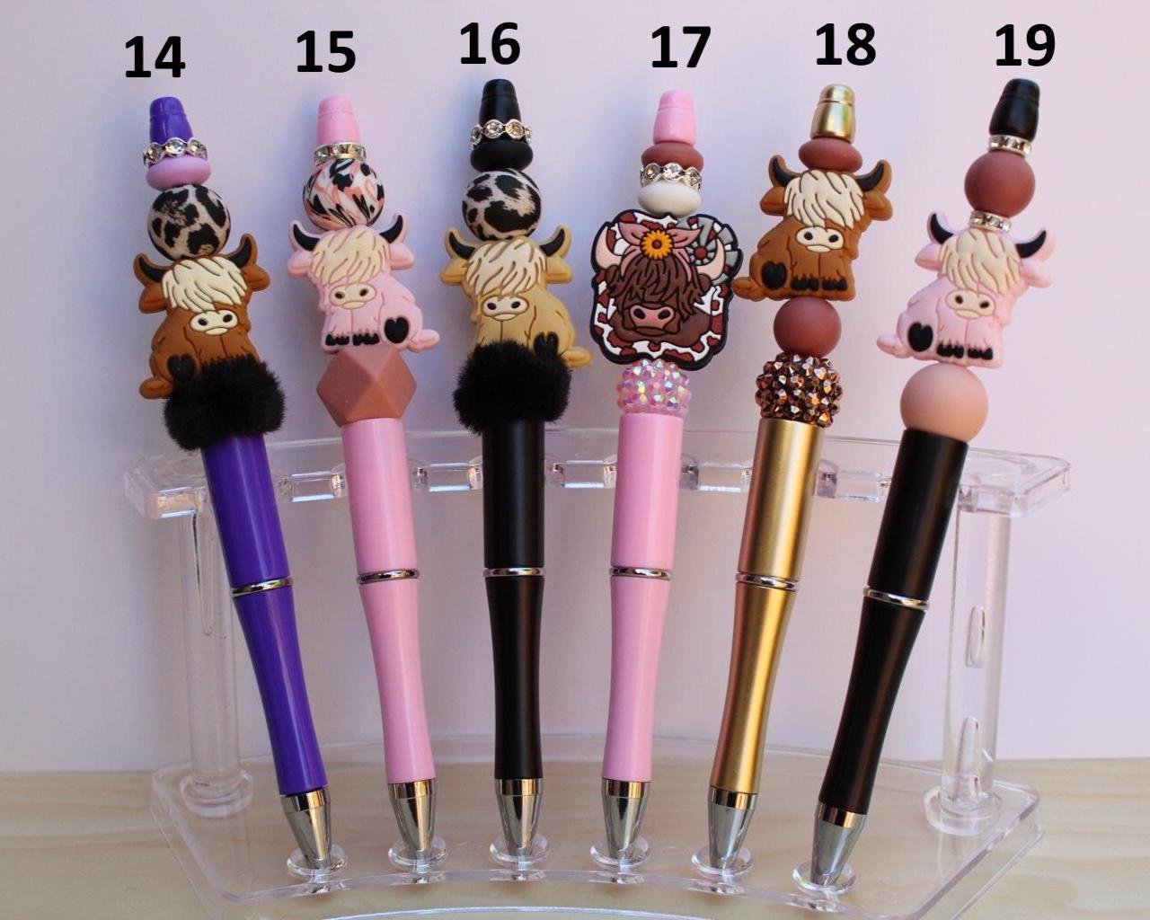 Highland Cow Beaded Pens | Handmade Silicone Focal Pens | Choose Your Design